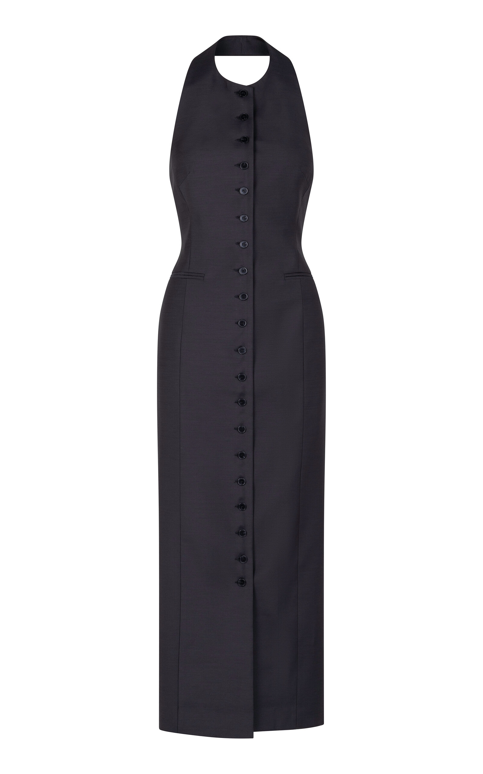 Heirlome Sarah Wool-silk Halter Dress In Blue