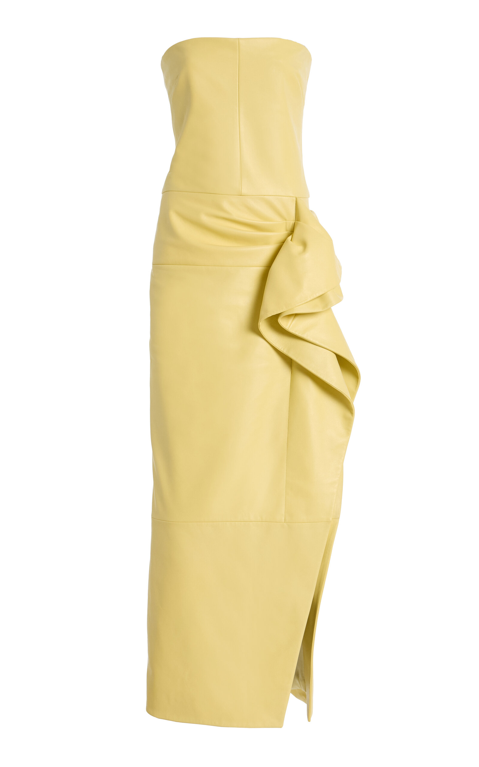 Proenza Schouler Della Leather Midi Dress - Yellow