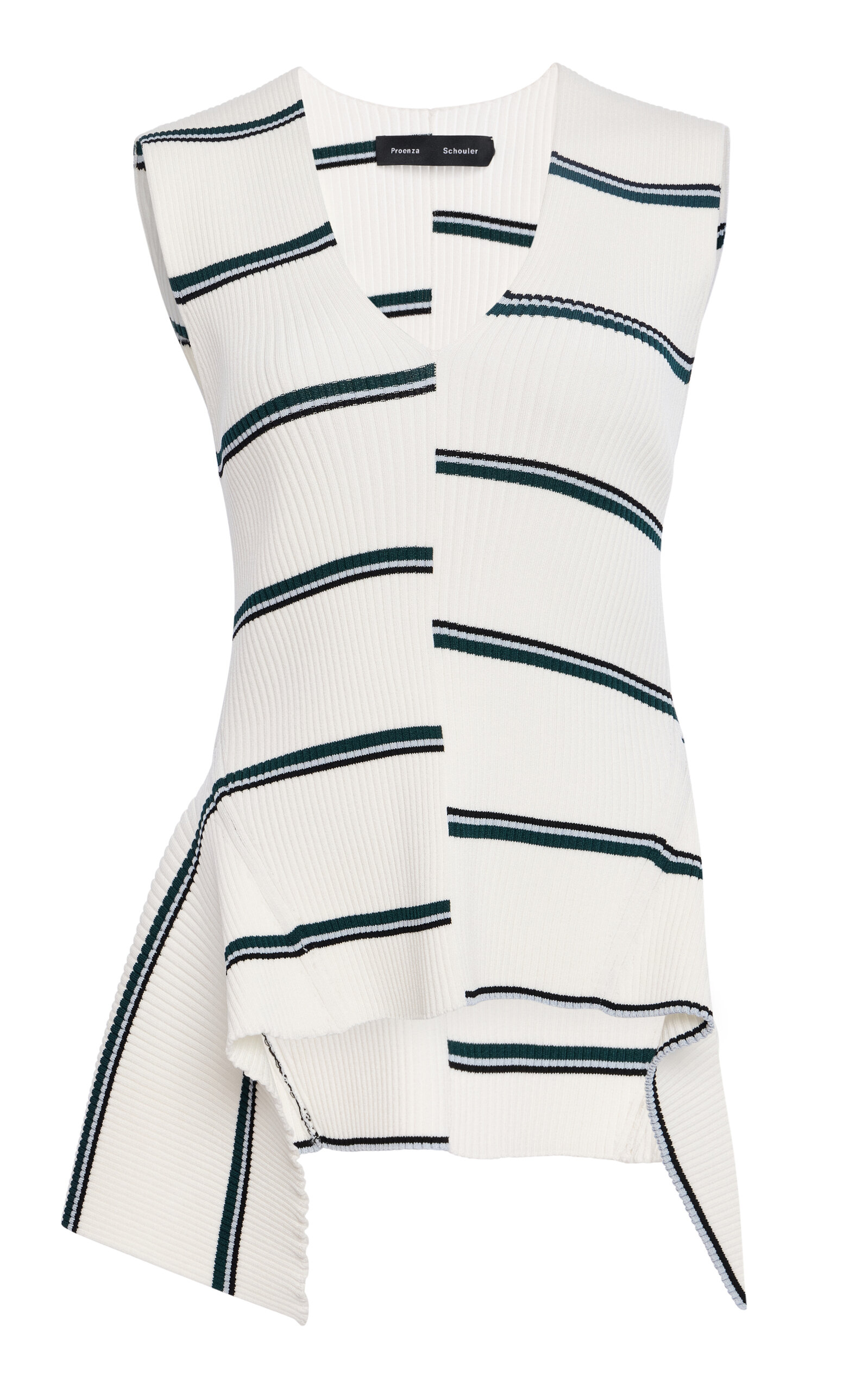 Proenza Schouler - Eugenie Ribbed Knit Tank Top - Black/white - S - Moda Operandi