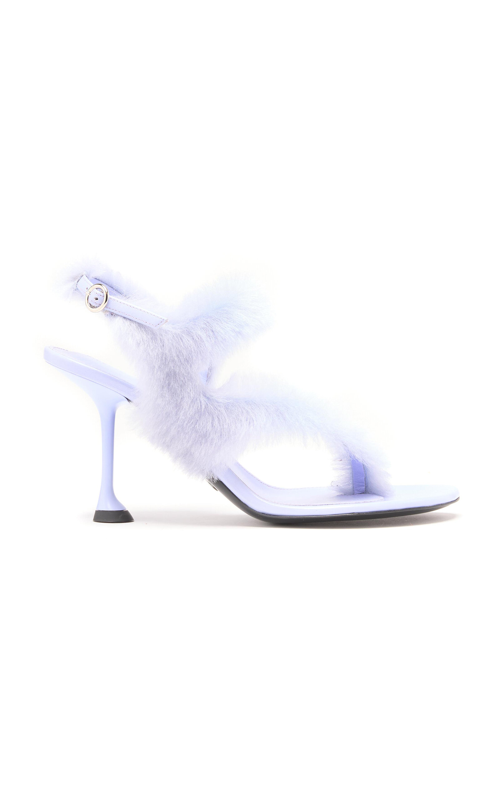 Proenza Schouler Tee 85 Thong Sandal In Shearling In Purple