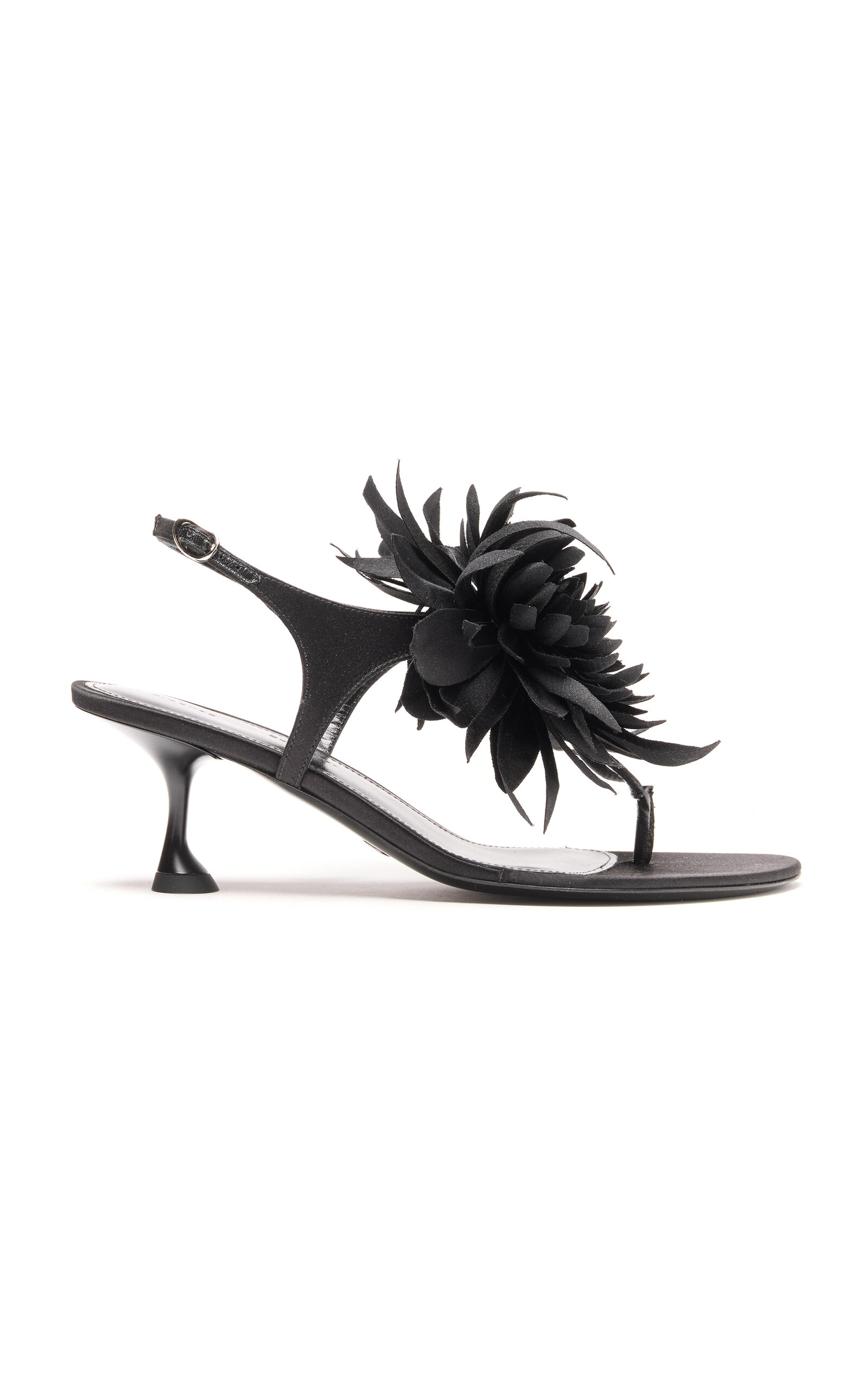 Proenza Schouler Tee Thong Flower Sandals In Satin In Black