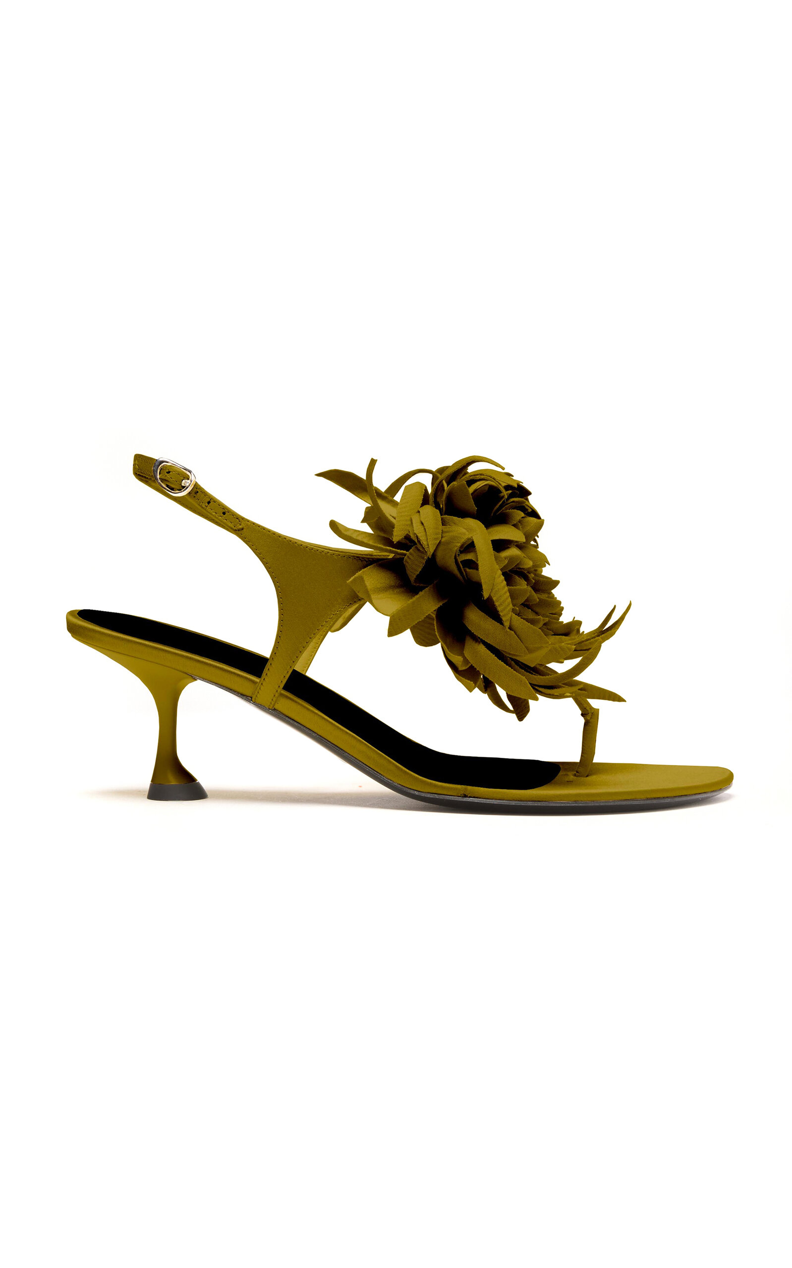Proenza Schouler Tee Thong Flower Sandals In Satin In Green