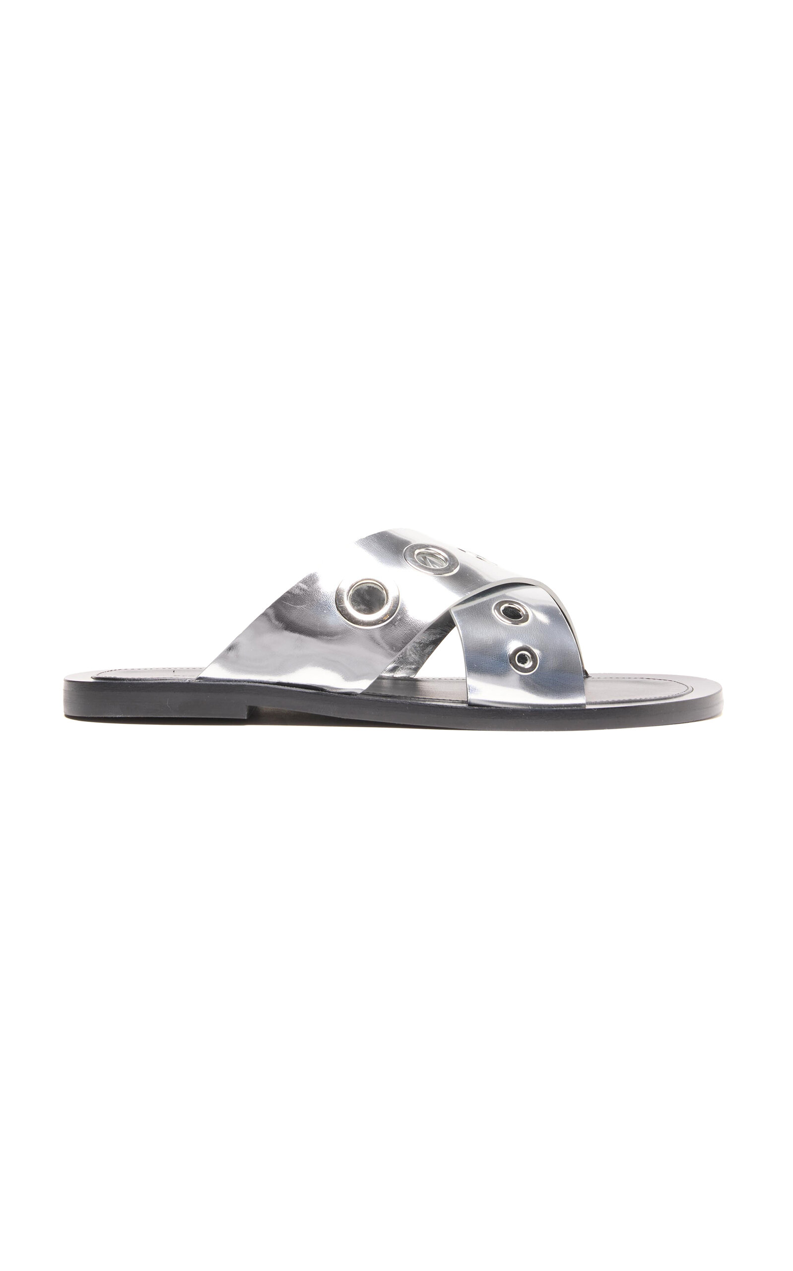 Proenza Schouler Grommet Capri Sandal In Crinkle Metallic In Silver