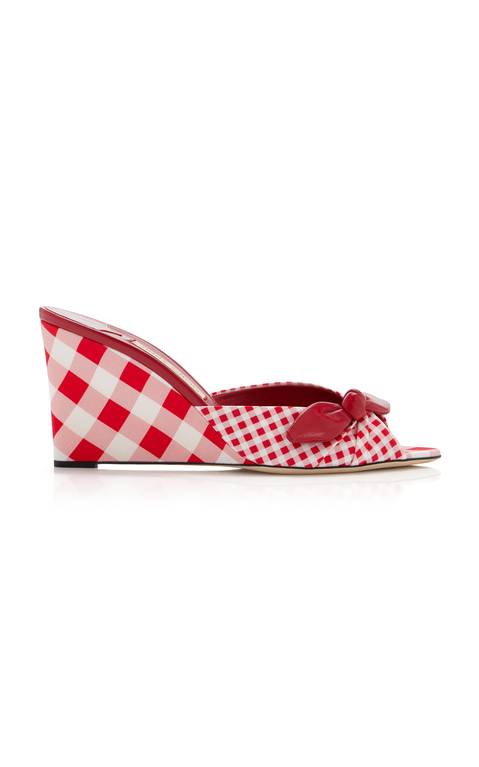 Jimmy Choo Livi Gingham Canvas Wedge Sandals - Moda Operandi
