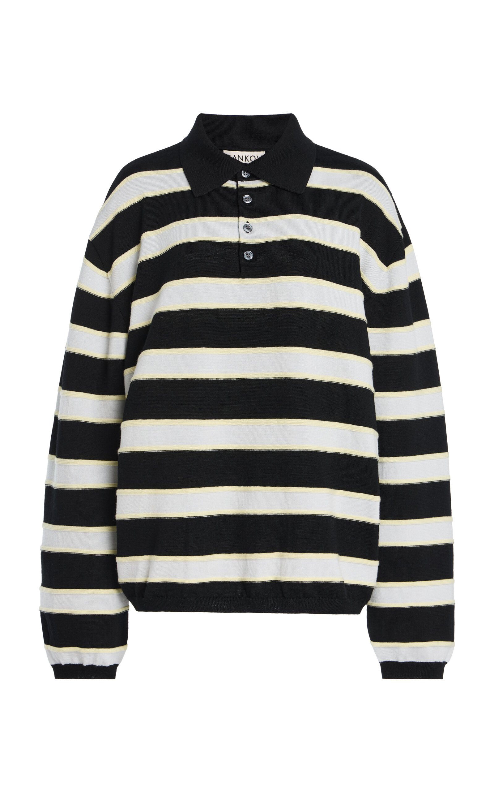 Zankov Ryan Pointelle Striped Wool Top In Multi