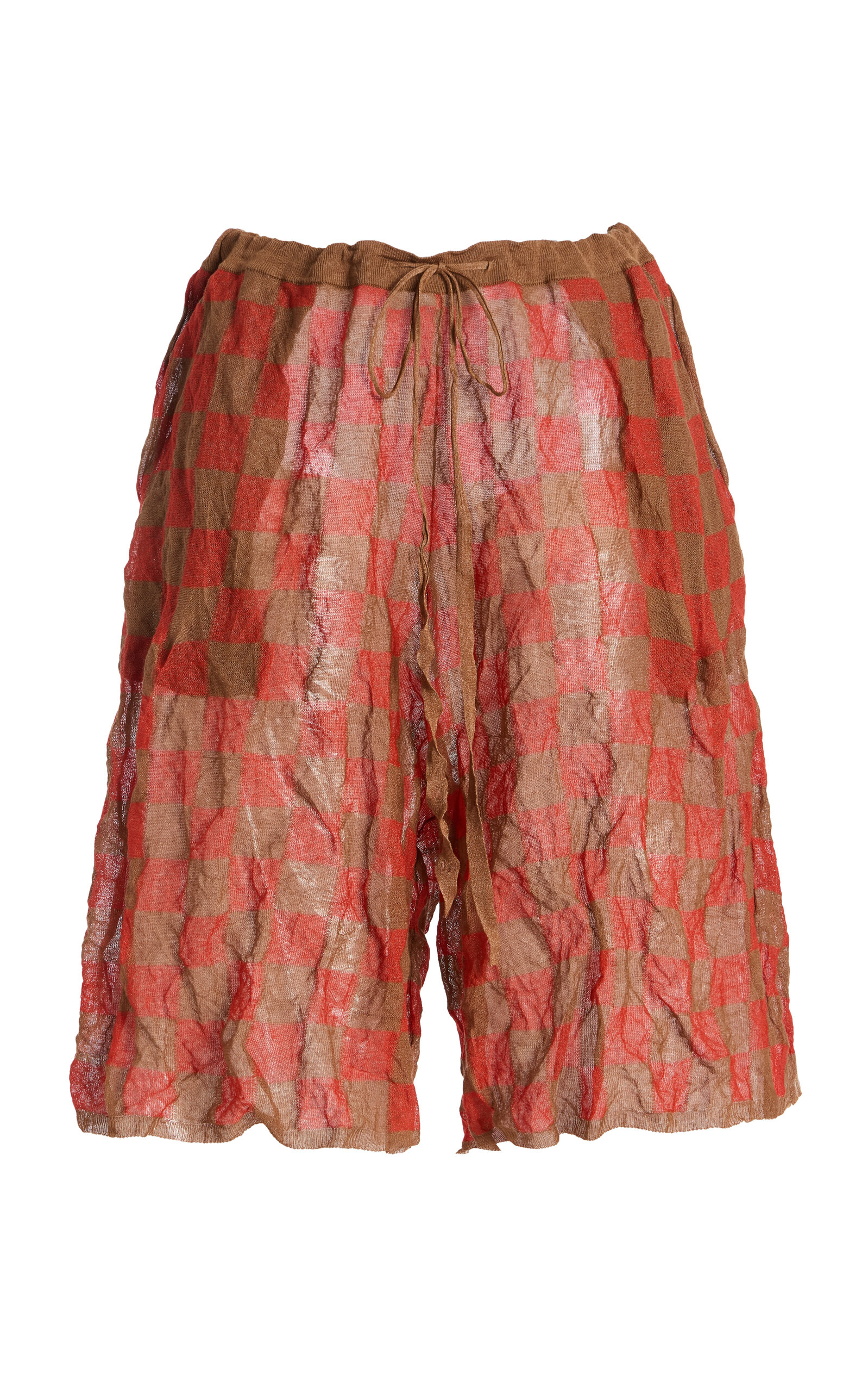Zankov Lou Sheer Wool-silk Short In Brown