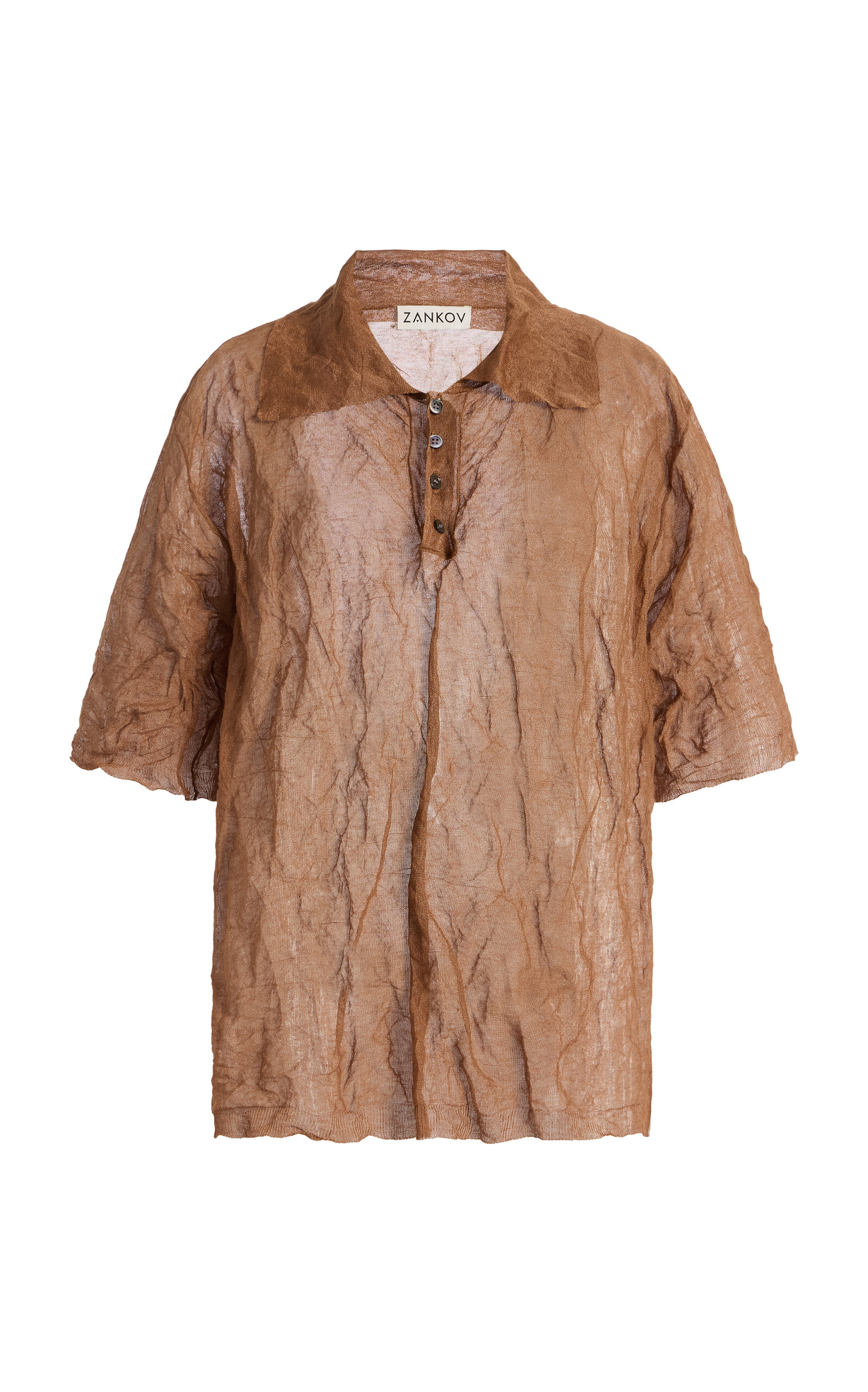 Zankov Luke Metallic Cotton-modal Top In Brown