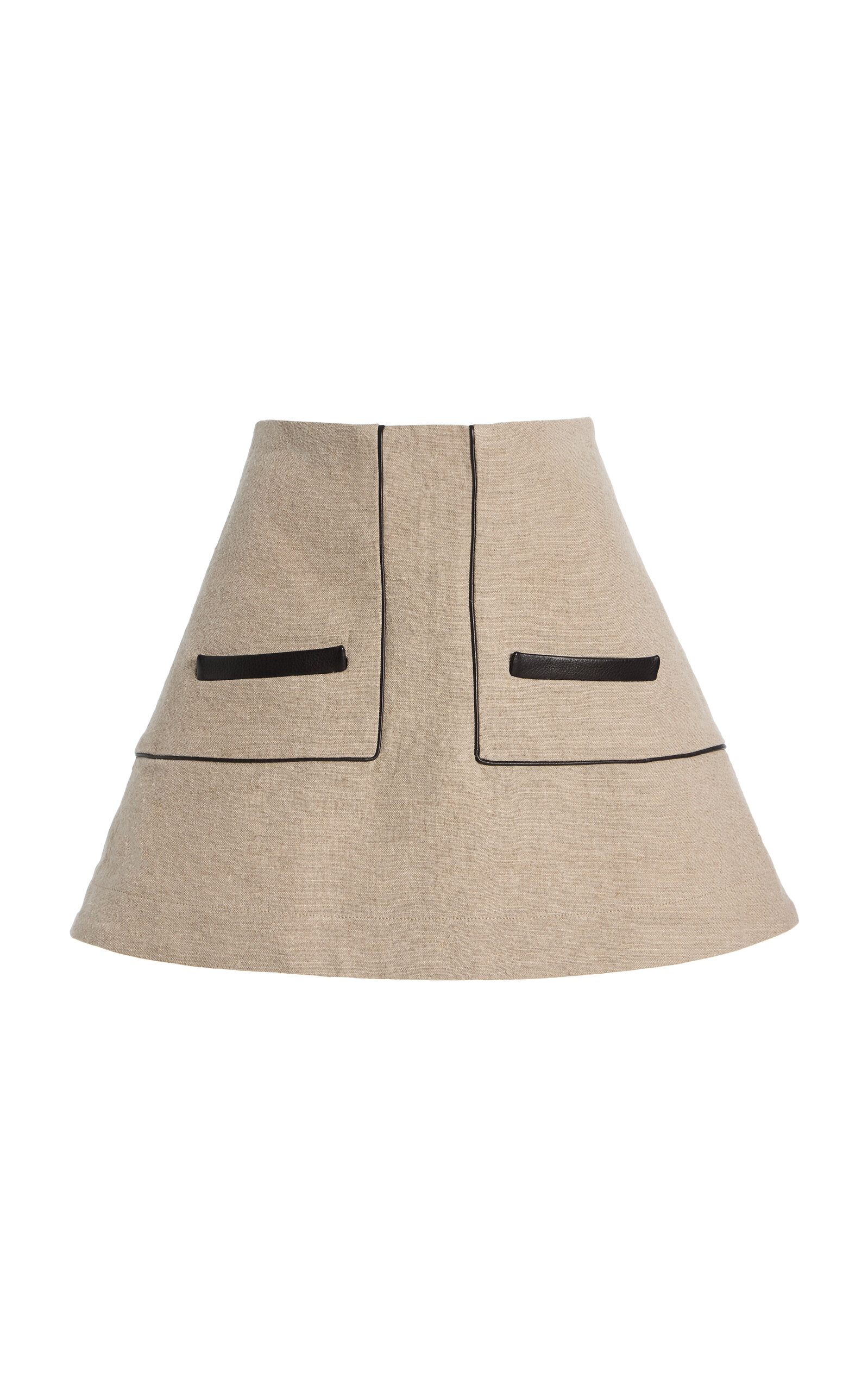 ZANKOV Angelica Embroidered Linen Mini Skirt - Brown - XS