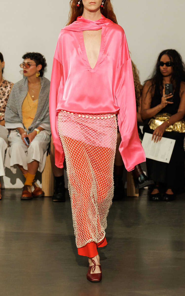 ZANKOV Carrie Sheer Net Skirt - Ivory - XS