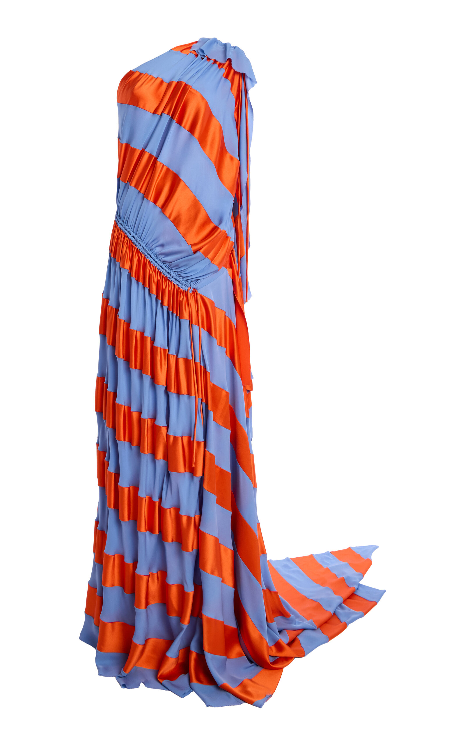 Zankov Amina Silk One Shoulder Silk Maxi Dress In Multi