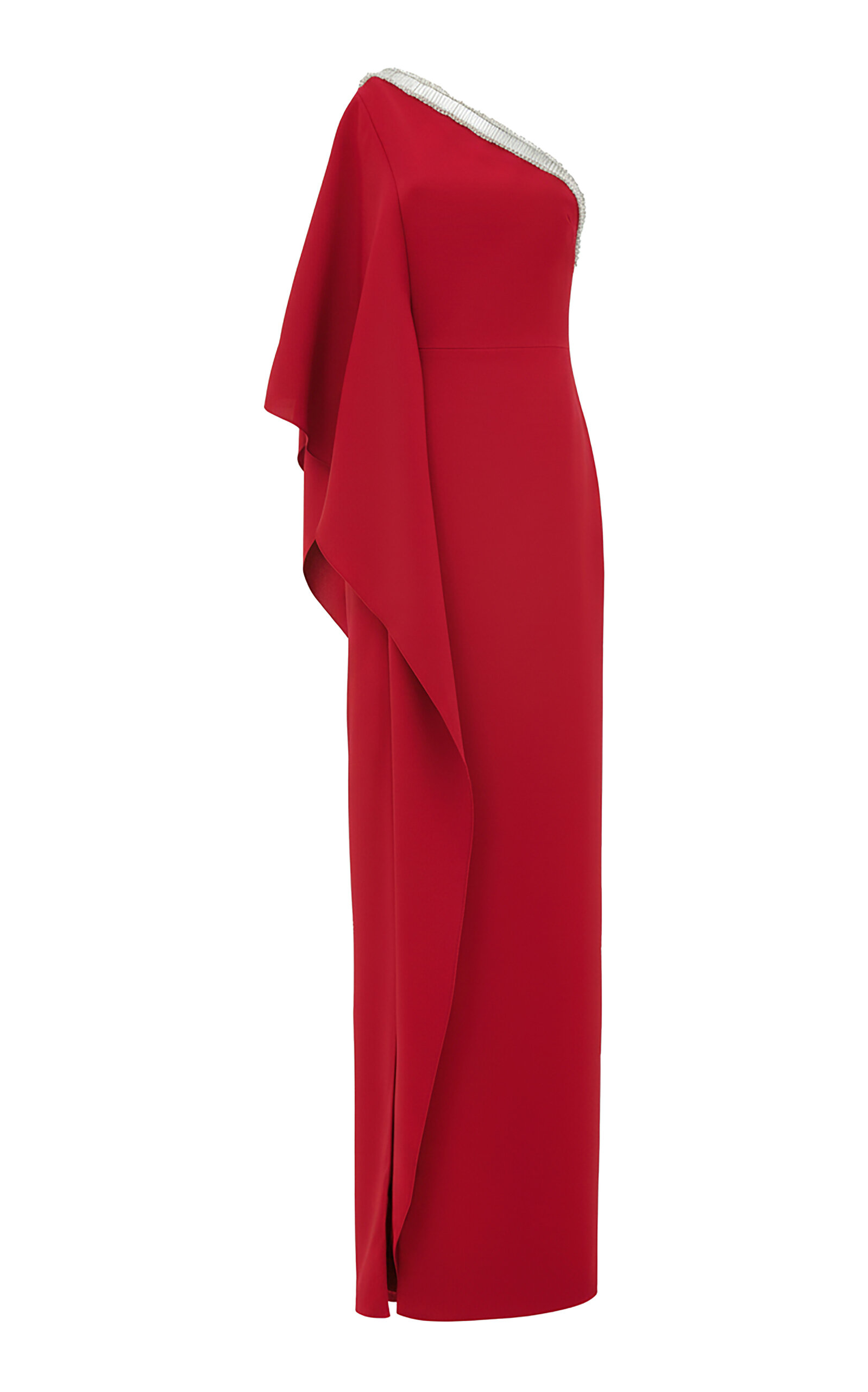 Antonio Grimaldi Aida Embellished Cady One-Shoulder Gown - Coral