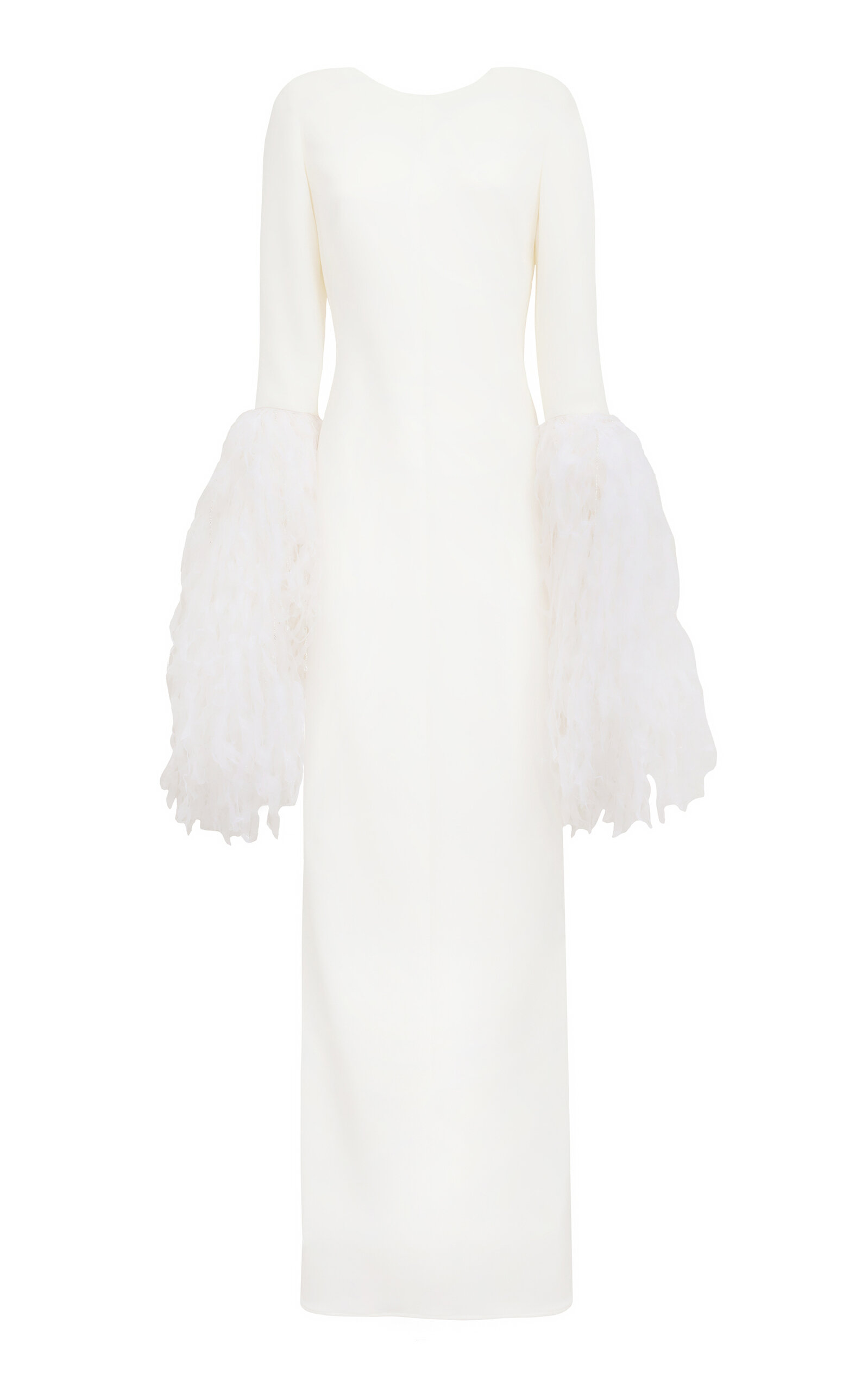 Antonio Grimaldi  Ambra Fringed Georgette-Cady Gown - White