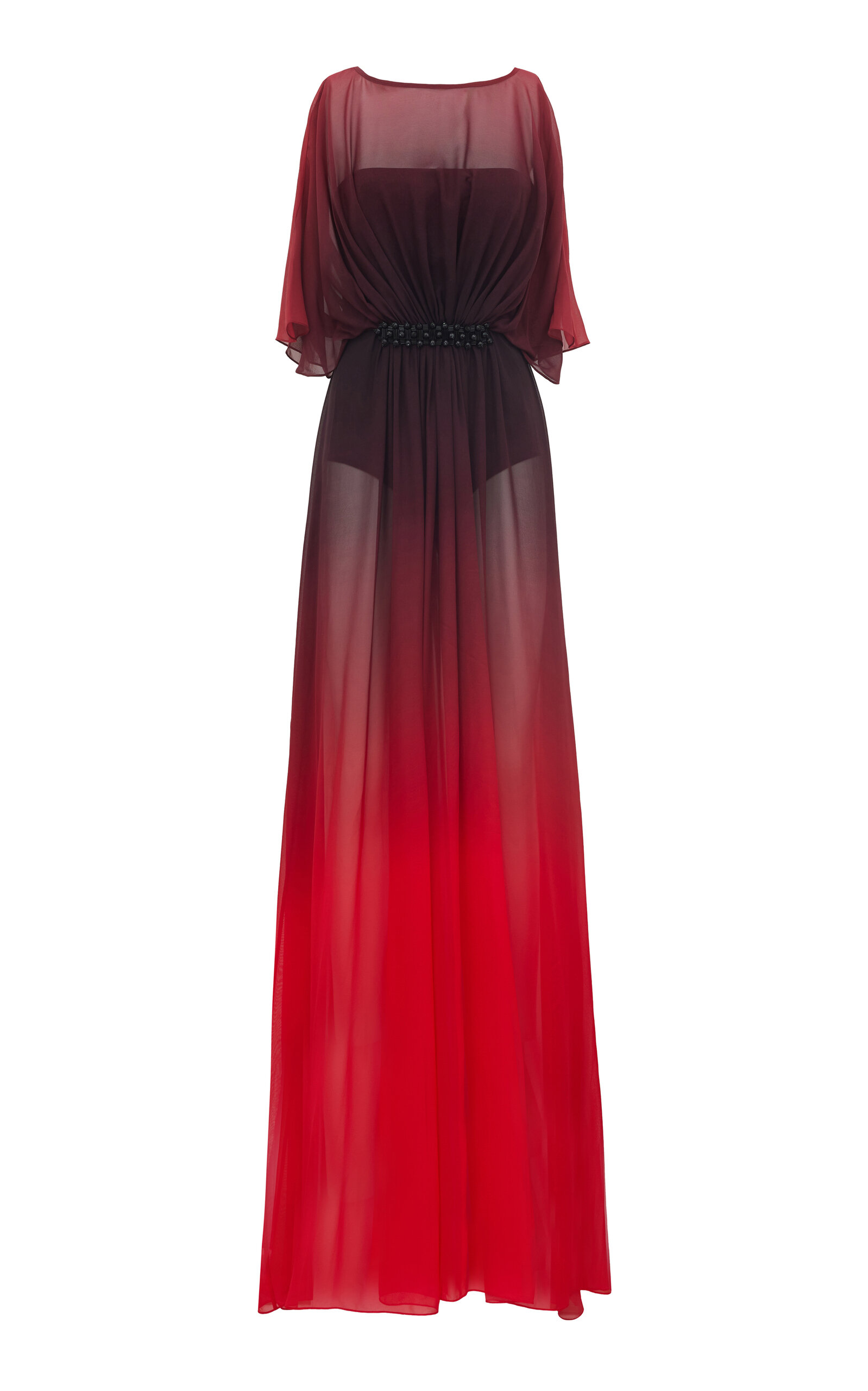 Antonio Grimaldi  Antida Gathered Silk Georgette Gown - Red