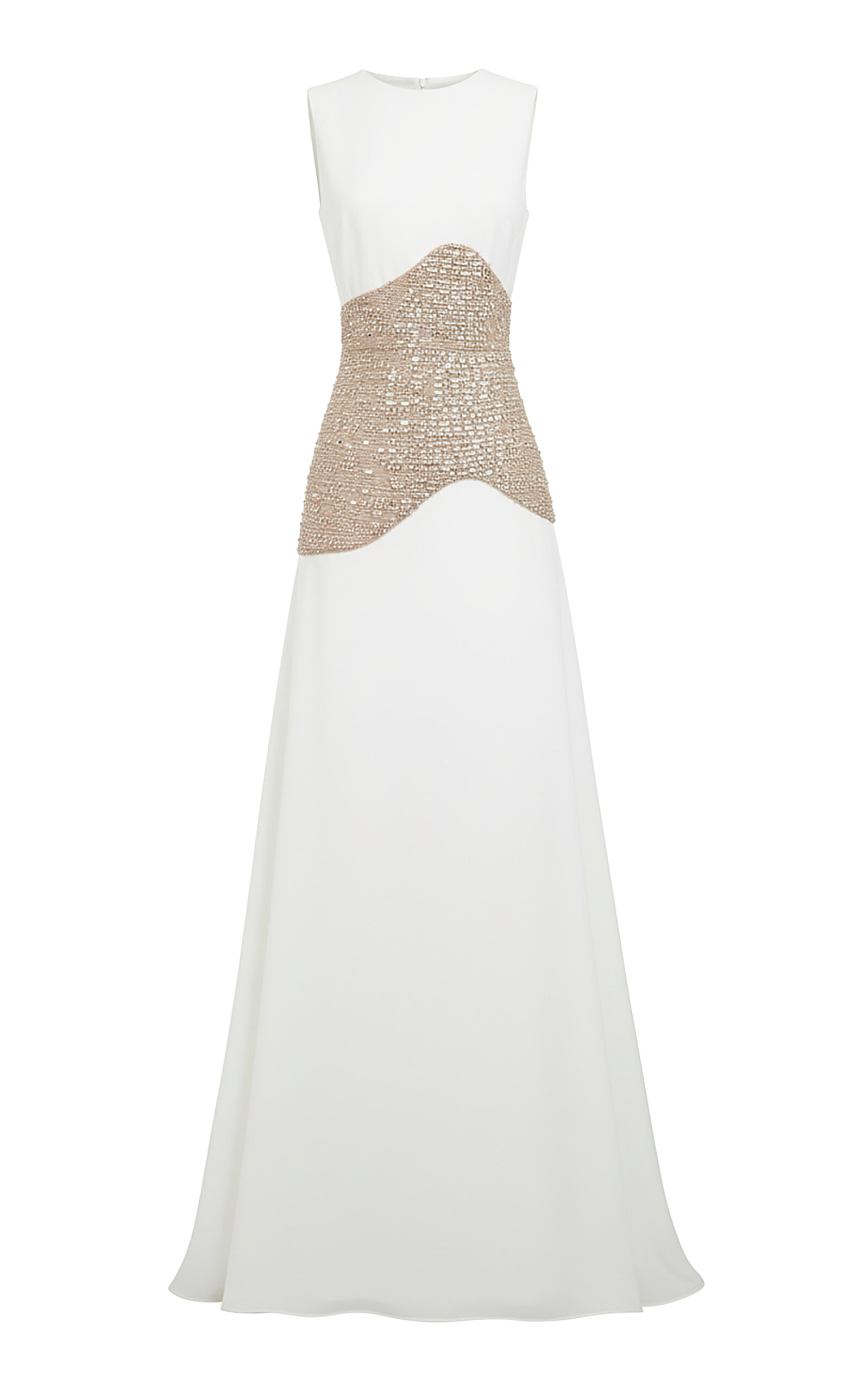 Antonio Grimaldi Angelica Crystal-Embellished Satin Gown - White