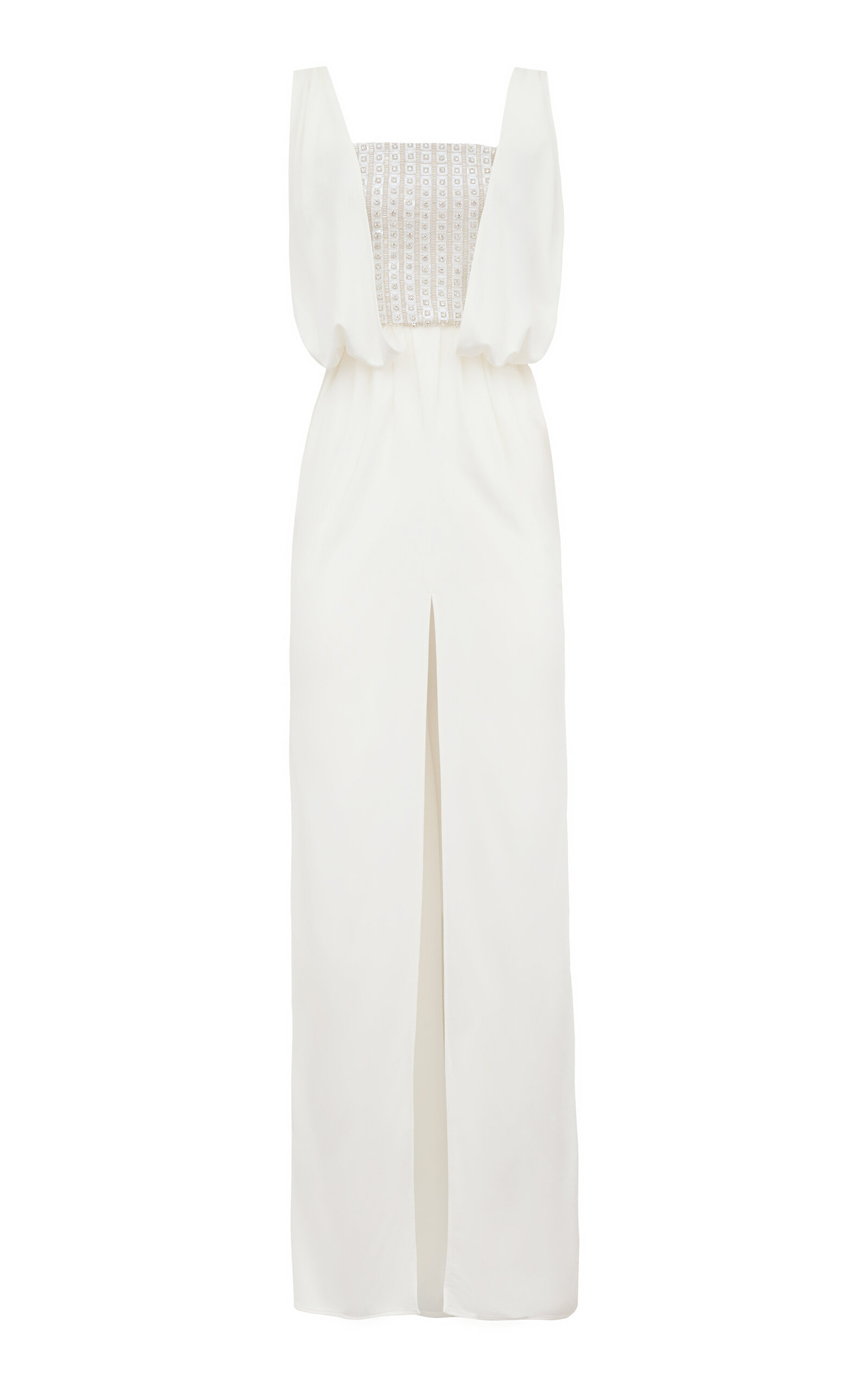 Antonio Grimaldi  Aurea Draped Crystal-Embellished Jersey Maxi Dress - White