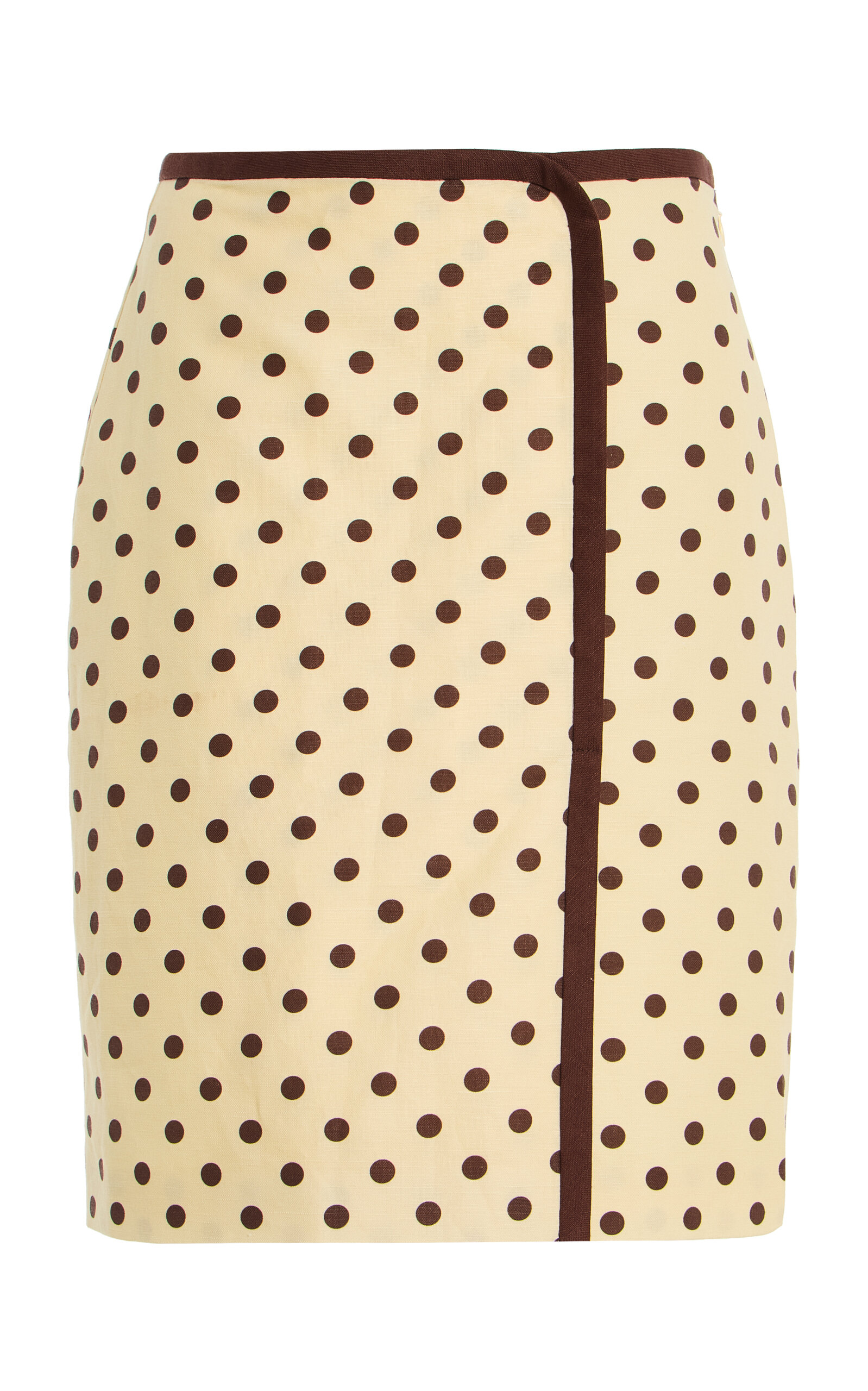 Posse - Bowie Polka-Dot Linen-Cotton Midi Skirt - Yellow - XL - Moda Operandi