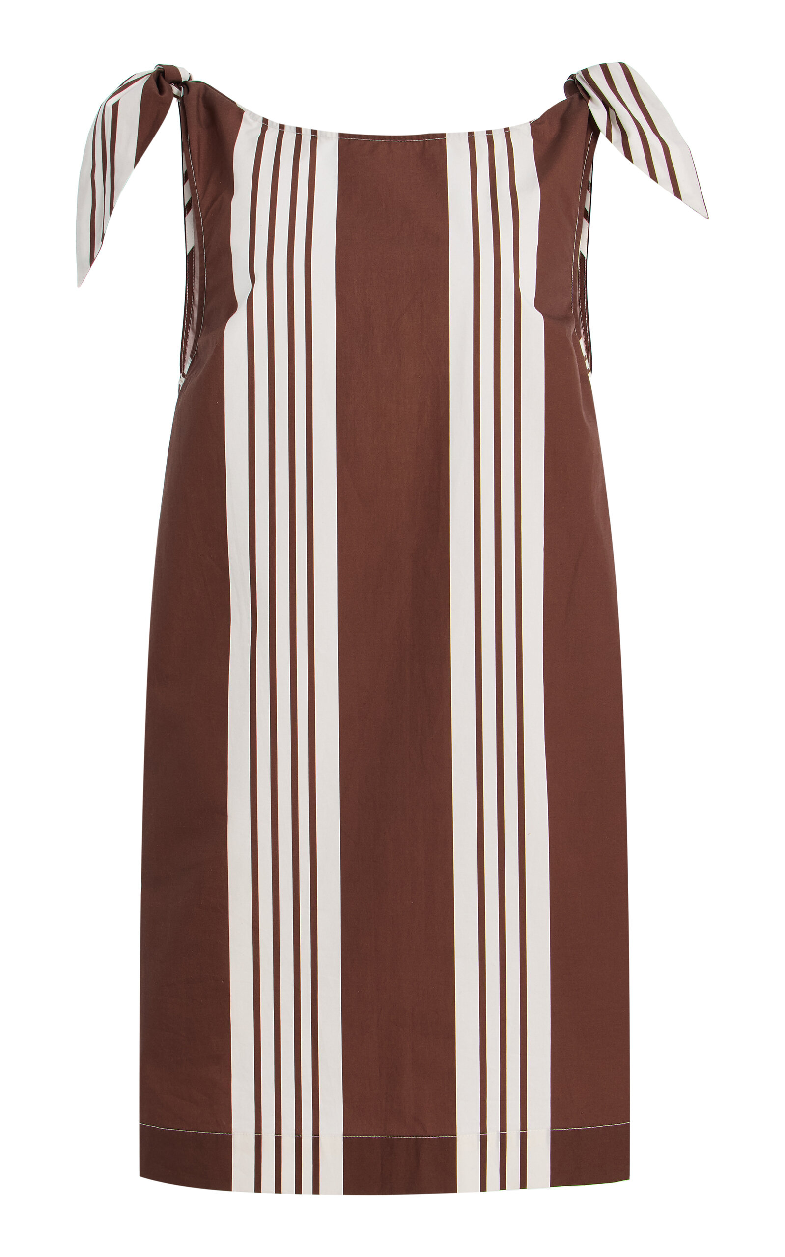 Posse Rosie Striped Cotton Mini Dress In Brown