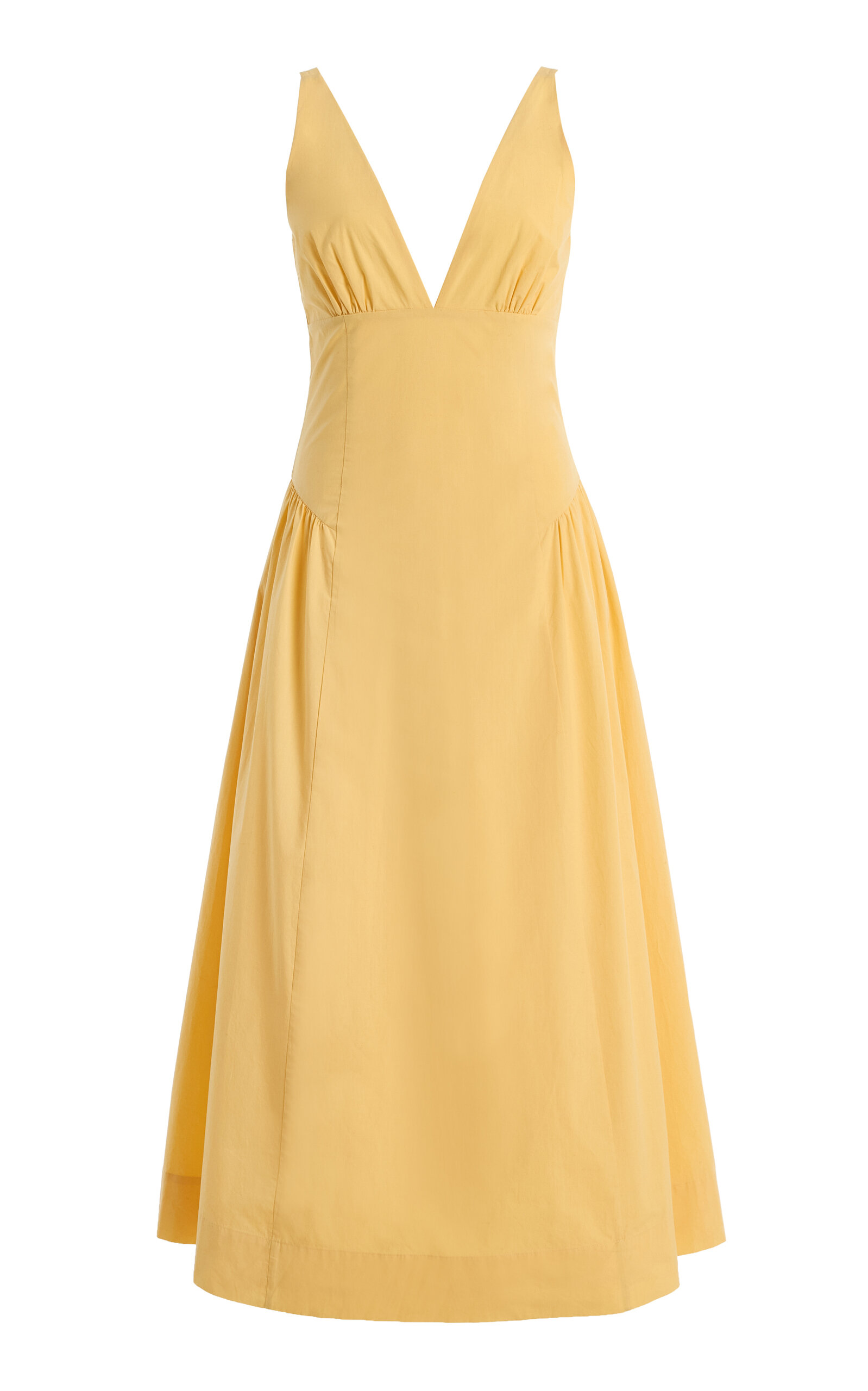 Posse Lindie Cotton Midi Dress In Yellow