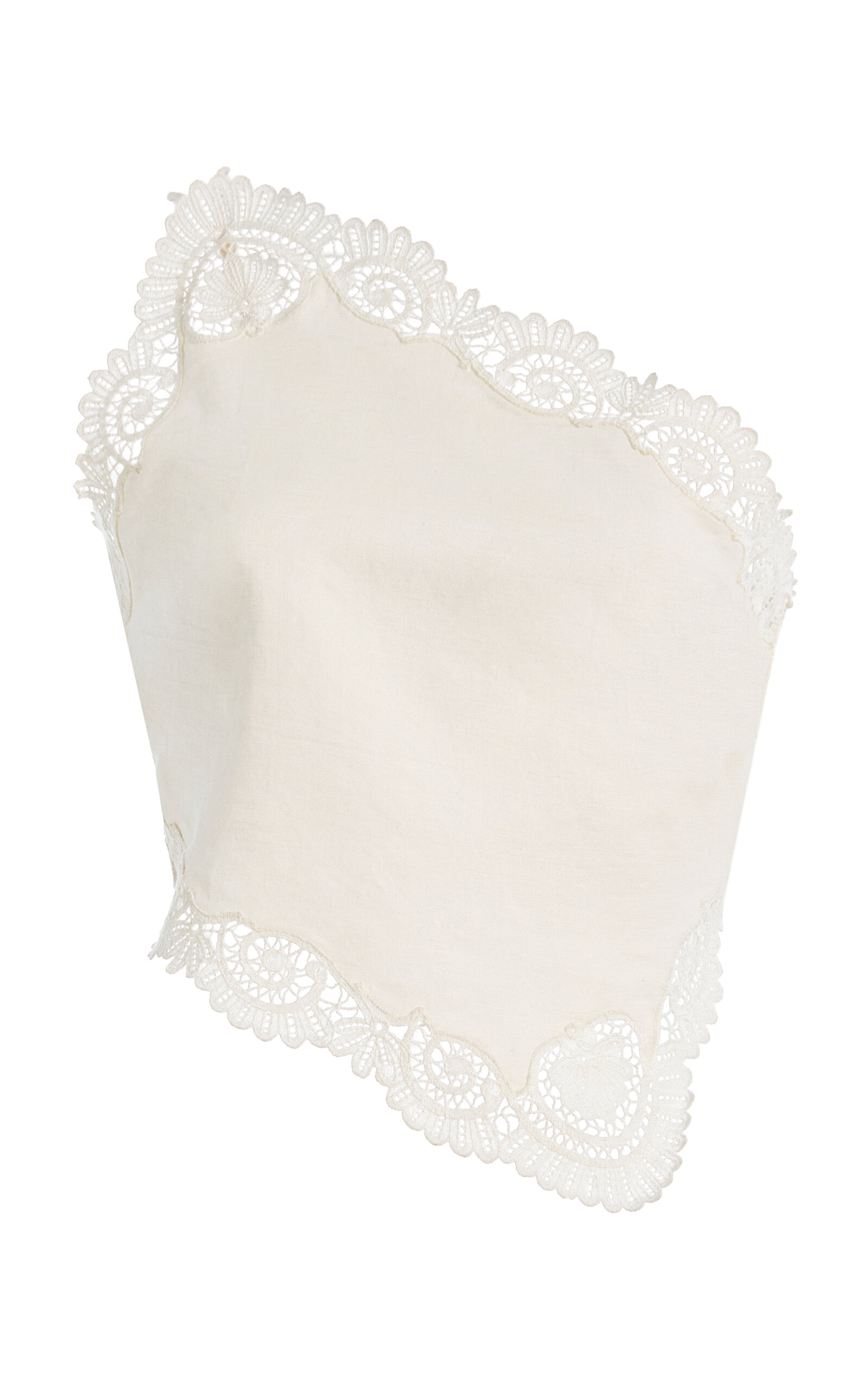 Posse Darya Lace-trimmed Linen-cotton Top In White