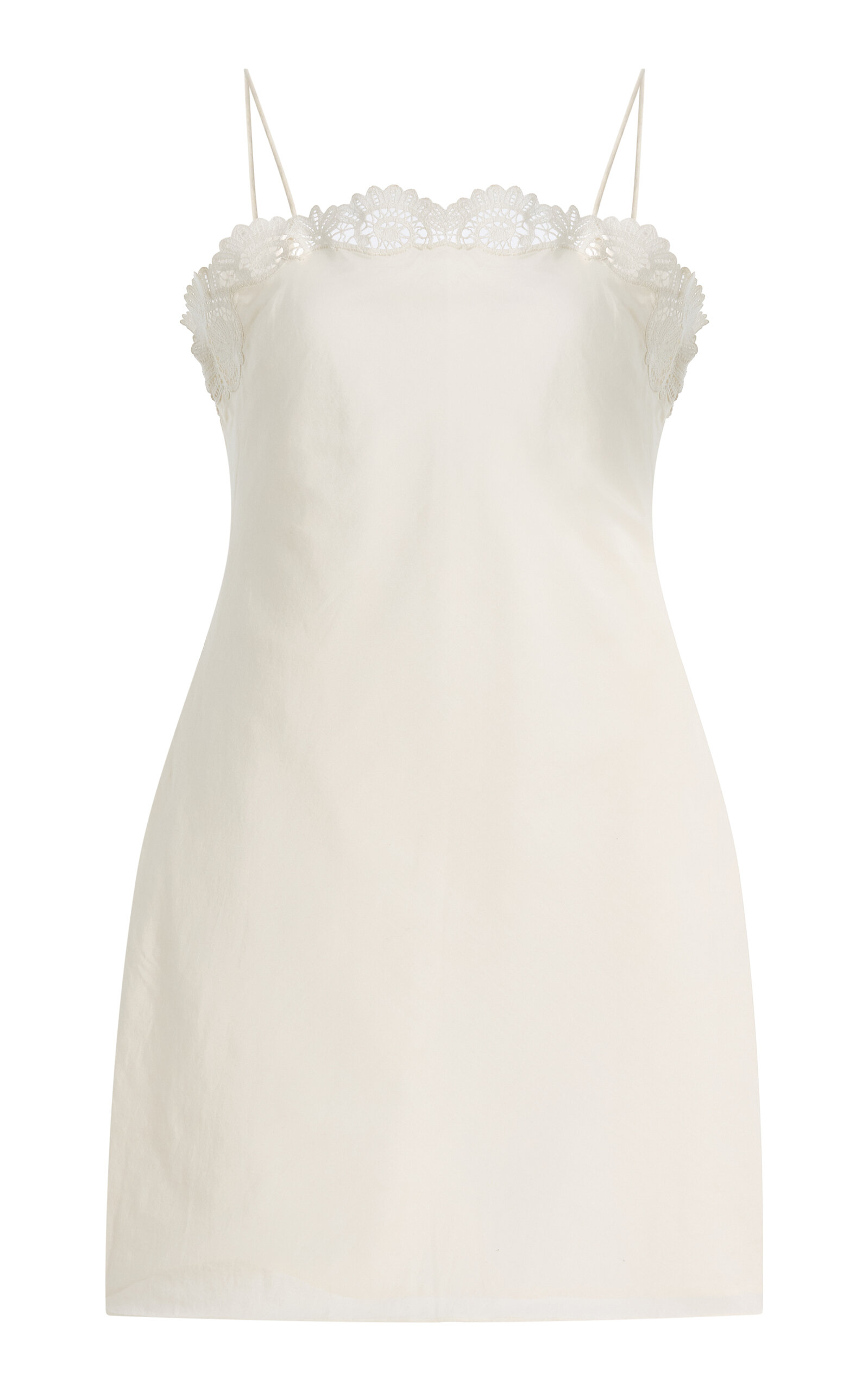 Posse Darya Lace-trimmed Linen-cotton Mini Dress In White