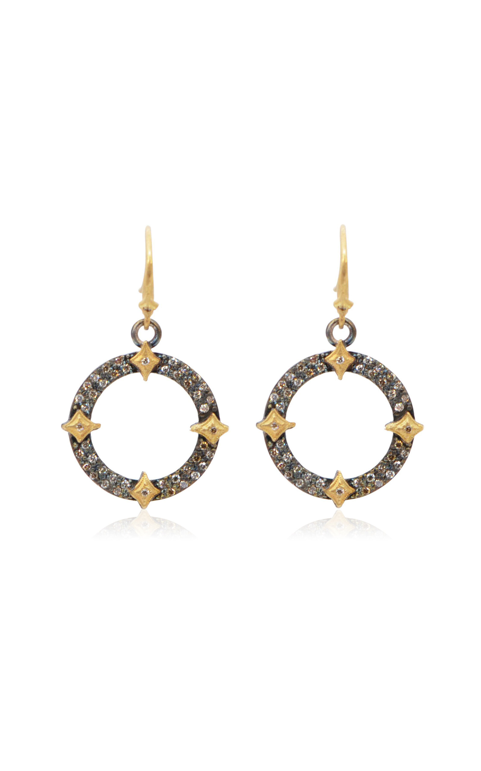 Armenta 18k Yellow Gold Sterling Silver Diamond Earrings In Gray