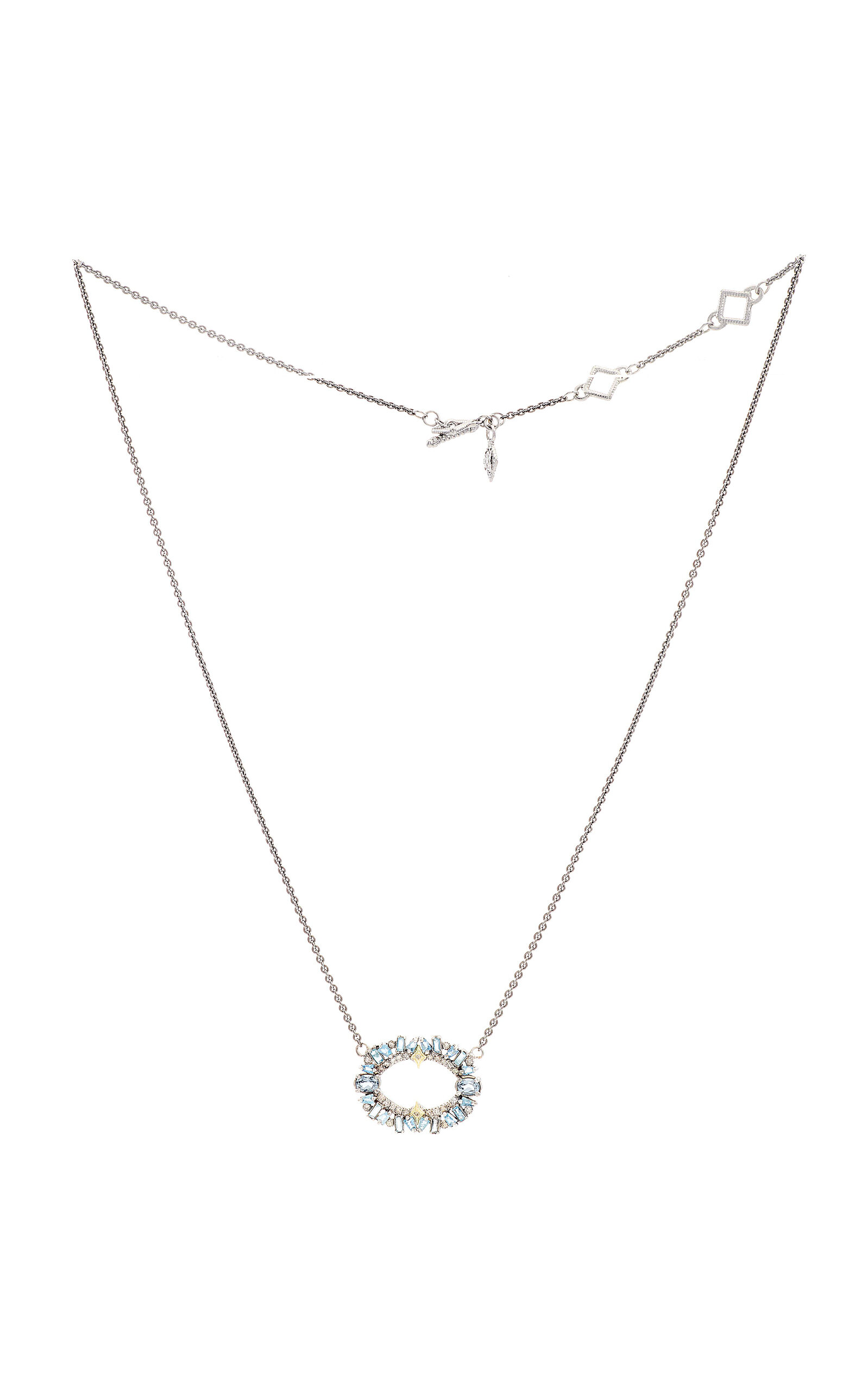 Armenta 18k Yellow Gold Sterling Silver Aquamarine And Spinel Necklace In Metallic