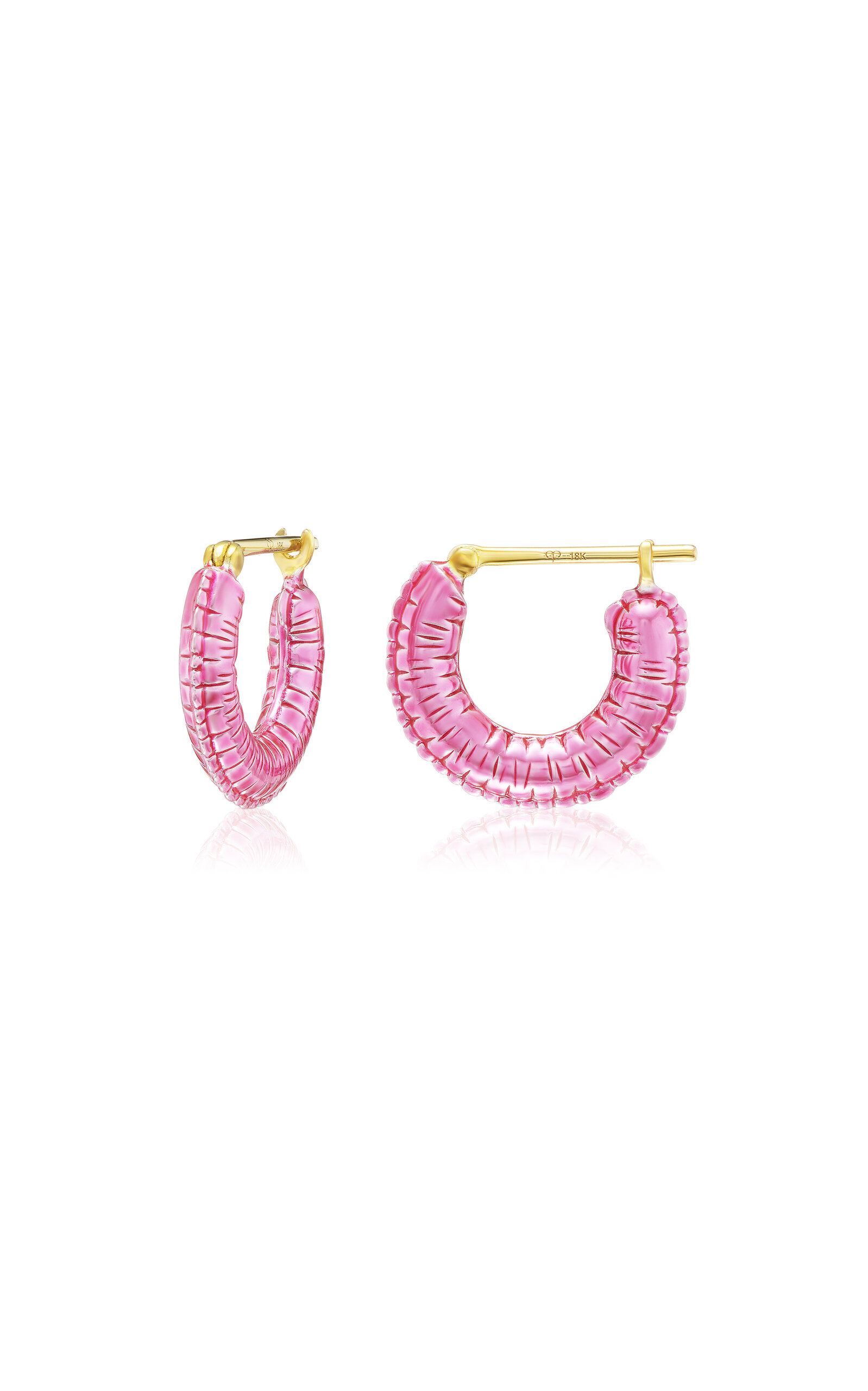 TACIT 14k Yellow Gold Balloon Huggies - Pink - OS - Only At Moda Operandi