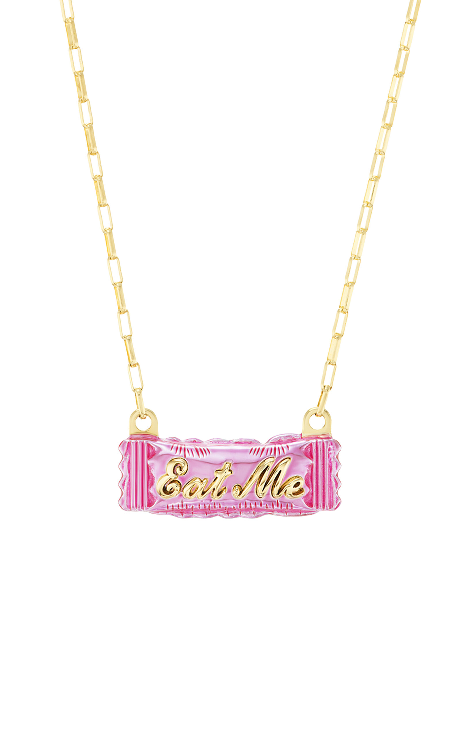 Tacit 14k Yellow Gold Candy Wrapper Reversible Necklace In Pink