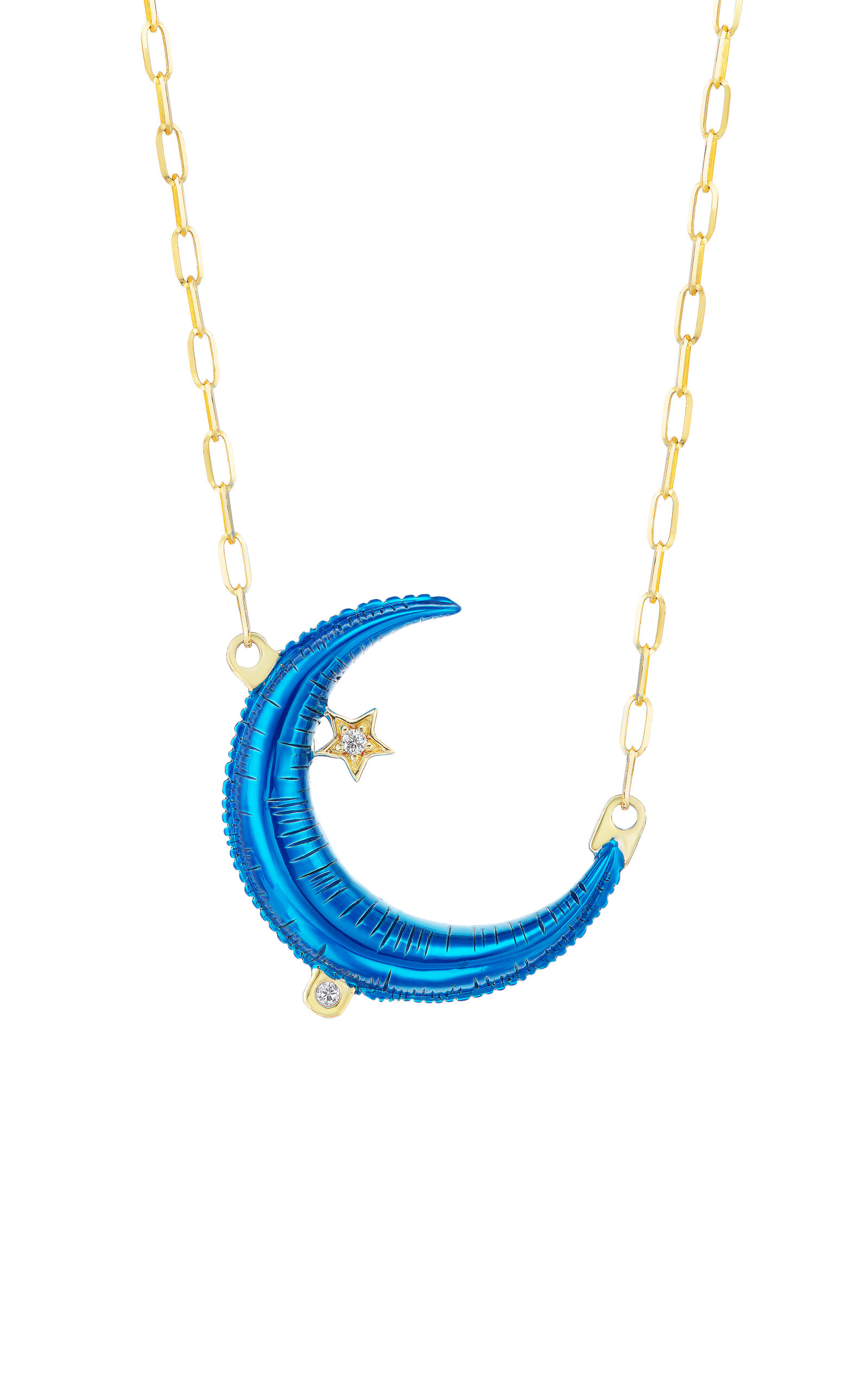 TACIT 14k Yellow Gold Blue Moon Necklace - Blue - OS - Only At Moda Operandi