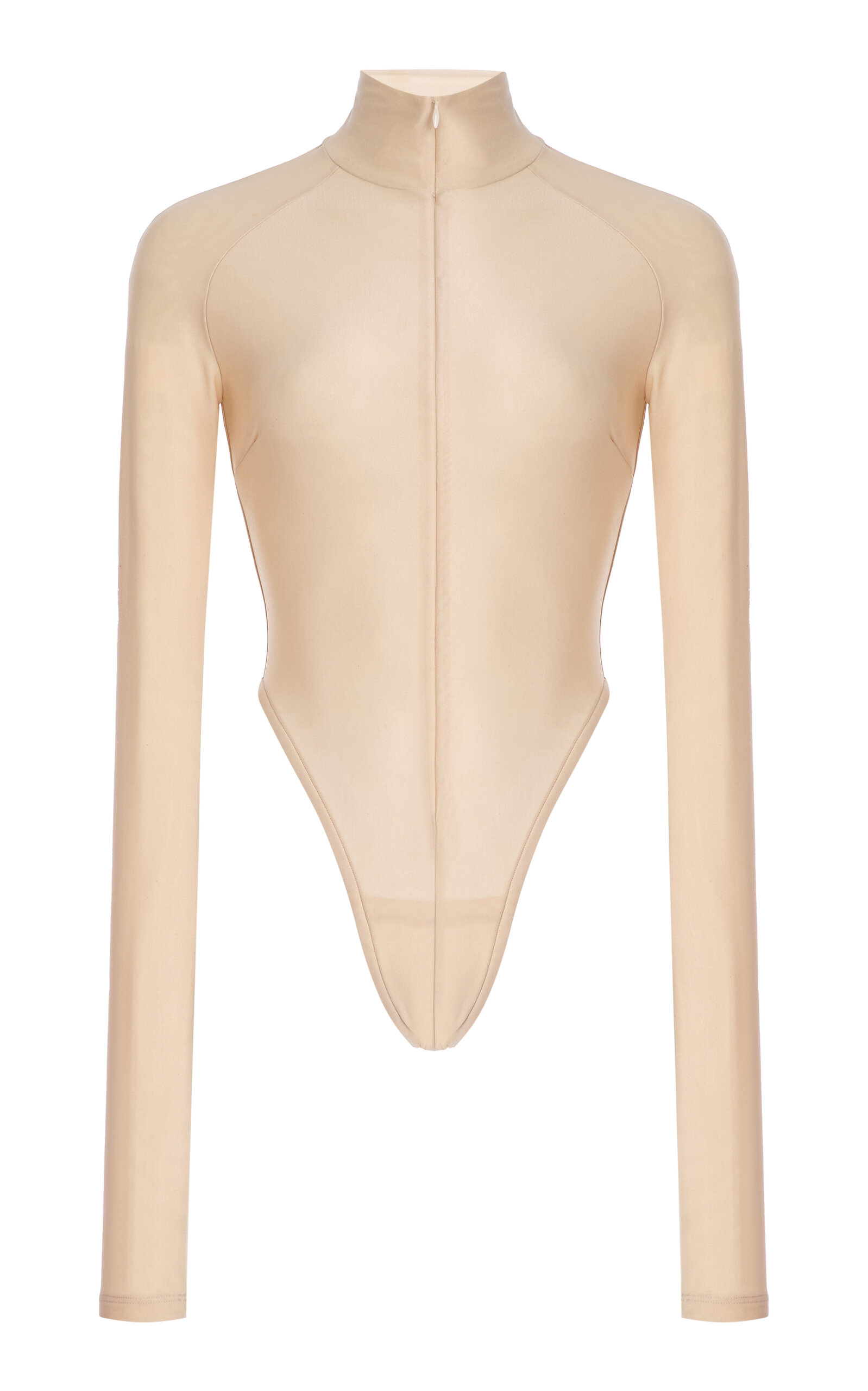 Laquan Smith Mock Neck Bodysuit In Neutral