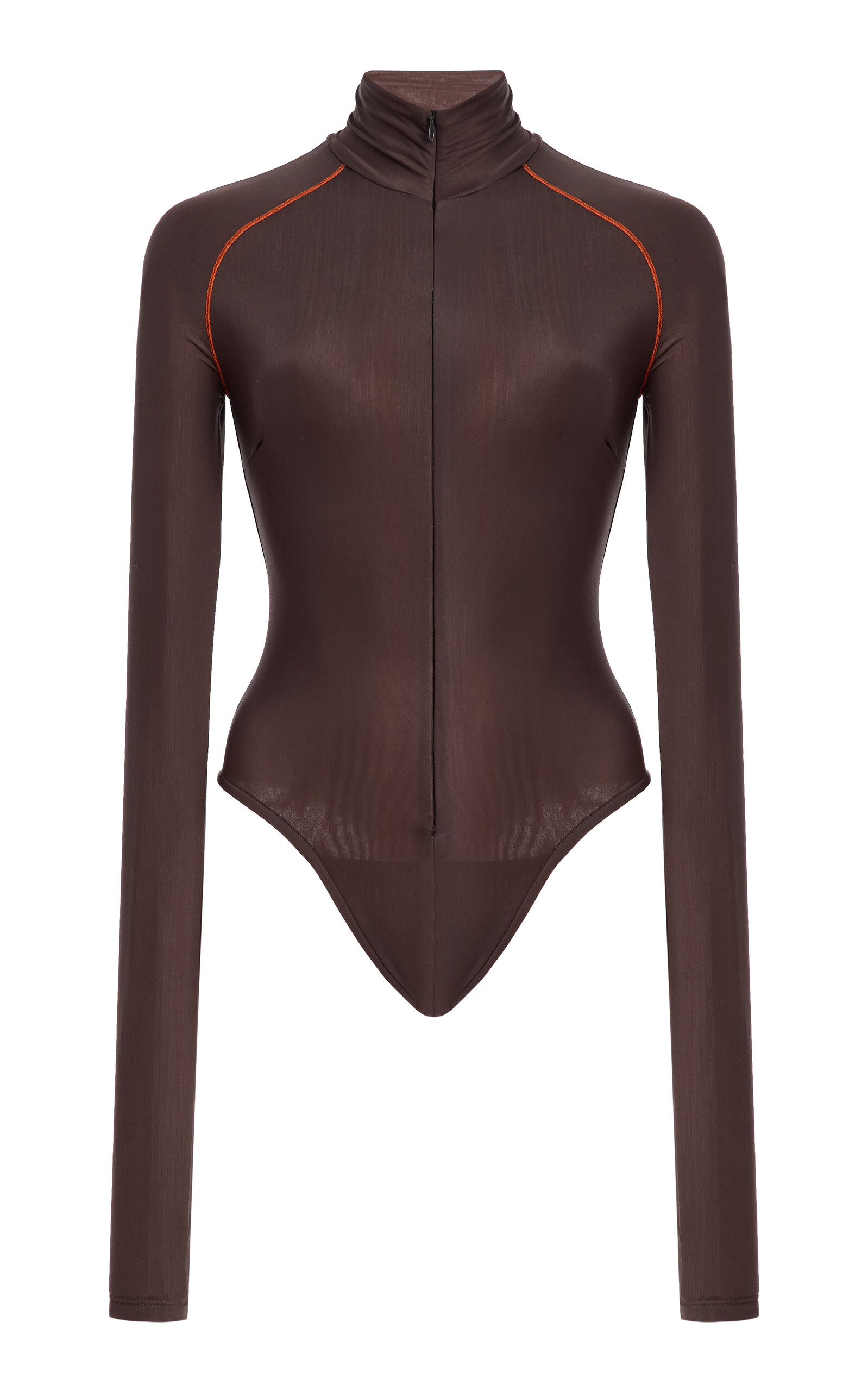 LaQuan Smith Top-Stitched Bodysuit - Brown - XS