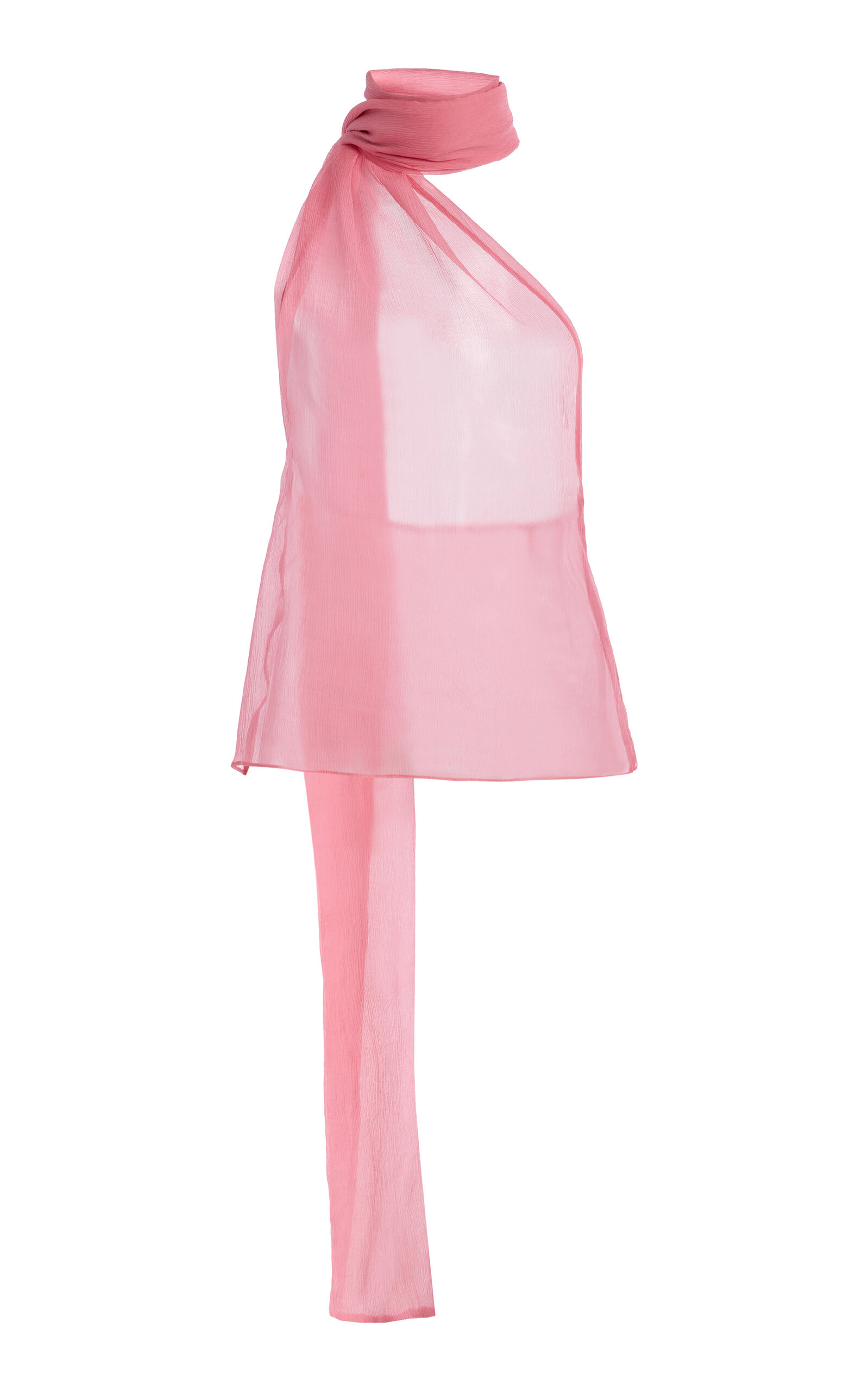 LaQuan Smith Scarf-Detailed Silk Top - Pink - XS
