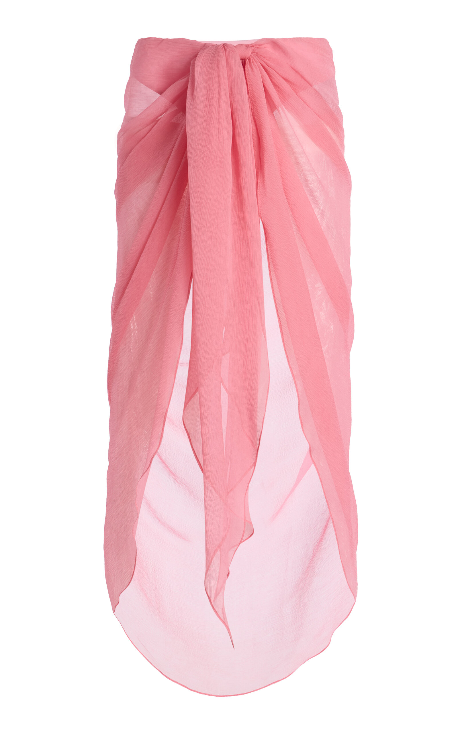 LaQuan Smith Knot-Front Silk Maxi Skirt - Pink