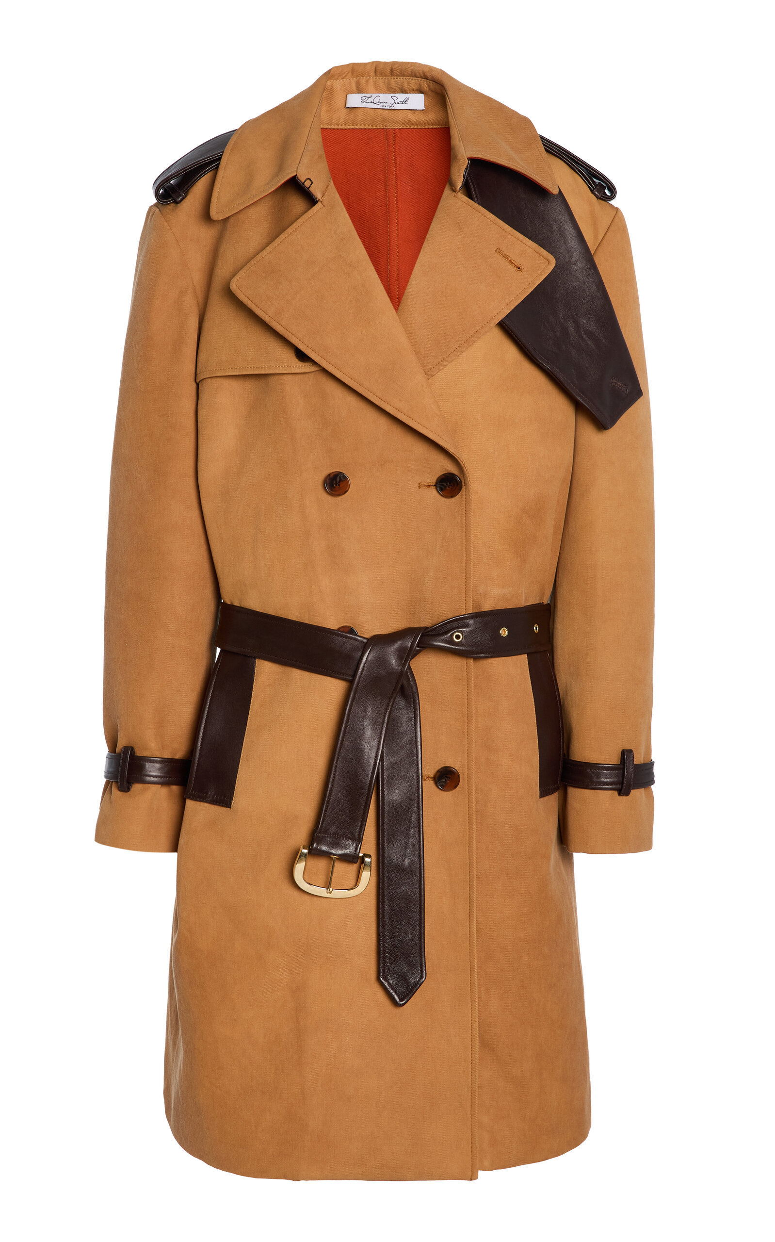 LaQuan Smith Double-Breasted Trench Coat - Tan