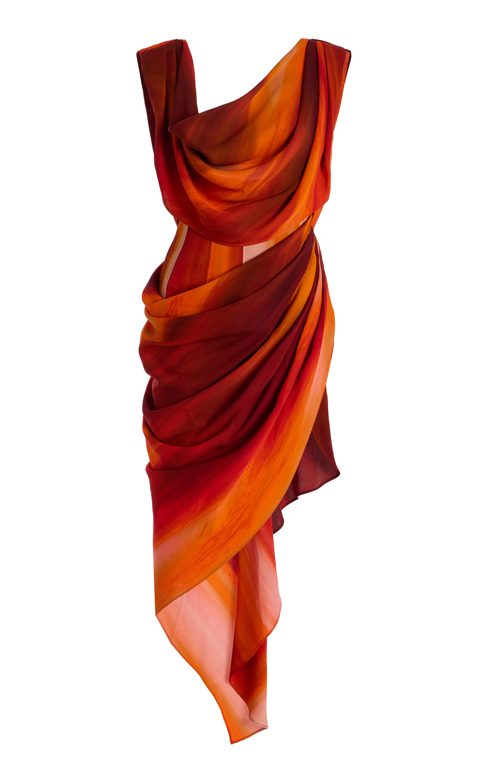 LaQuan Smith Draped Midi Dress - Red