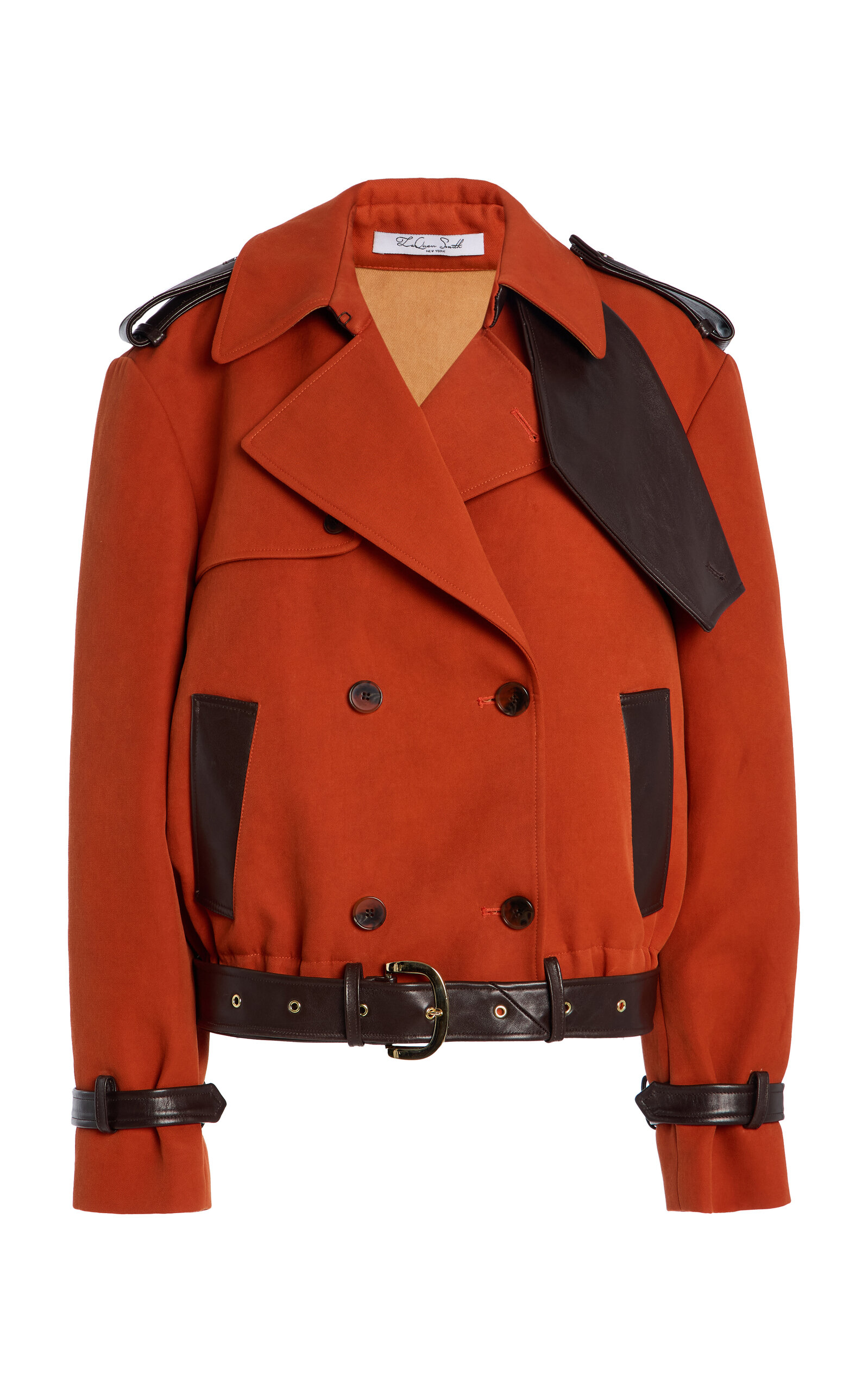 Laquan Smith Belted Cotton-blend Jacket In Brown