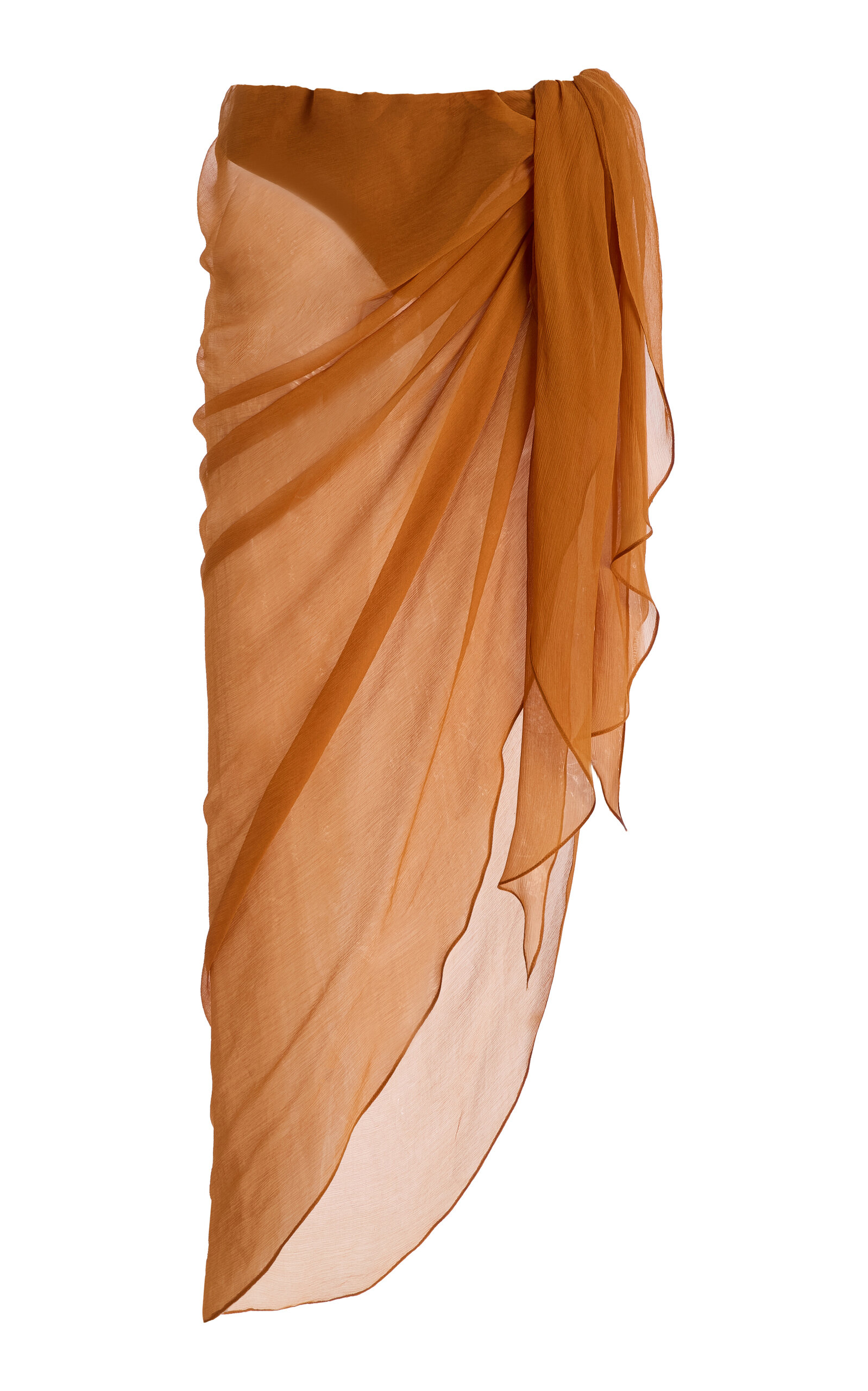LaQuan Smith Asymmetric Silk Midi Skirt - Orange