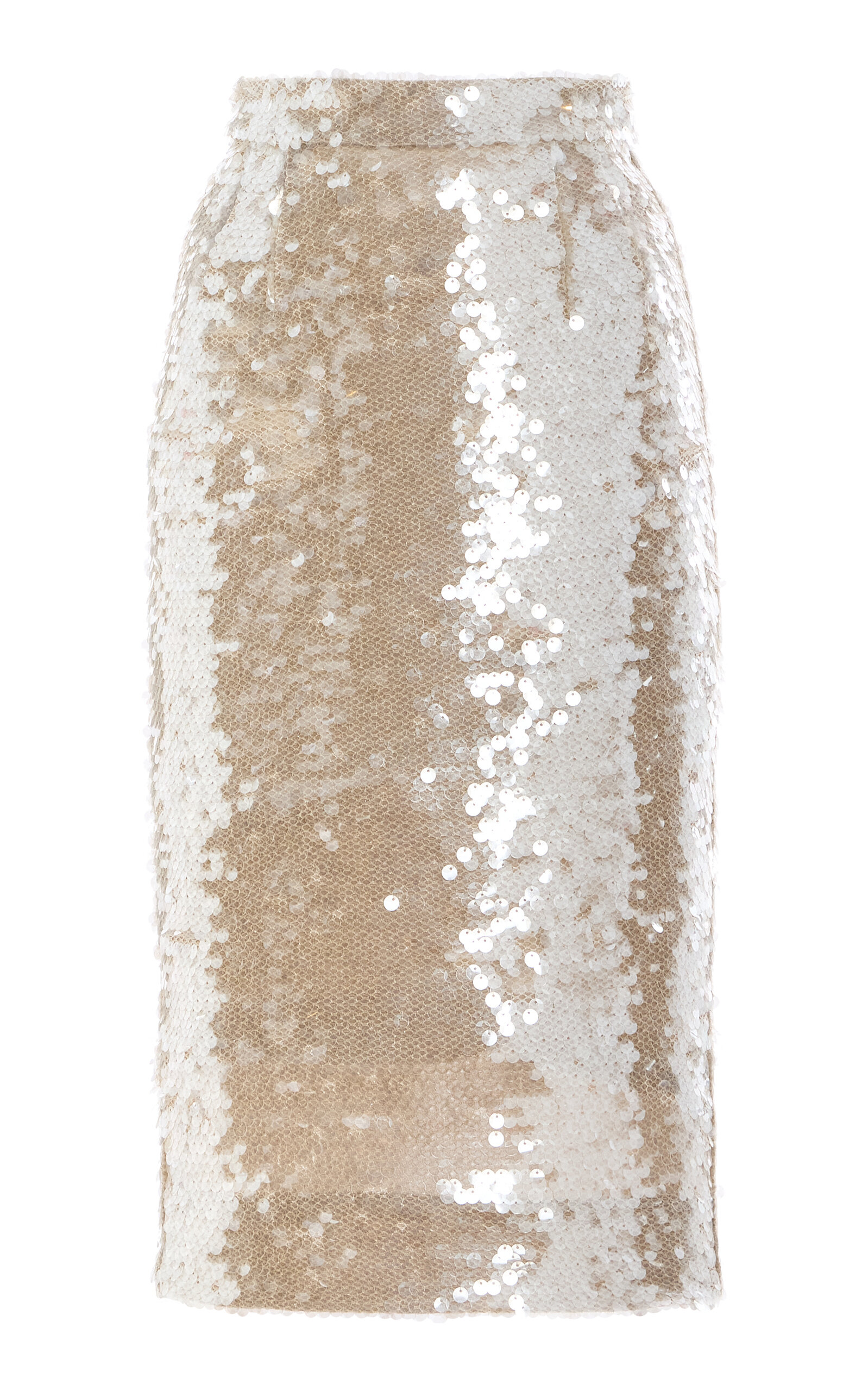 LaQuan Smith Sequined Knee-Length Pencil Skirt - Silver