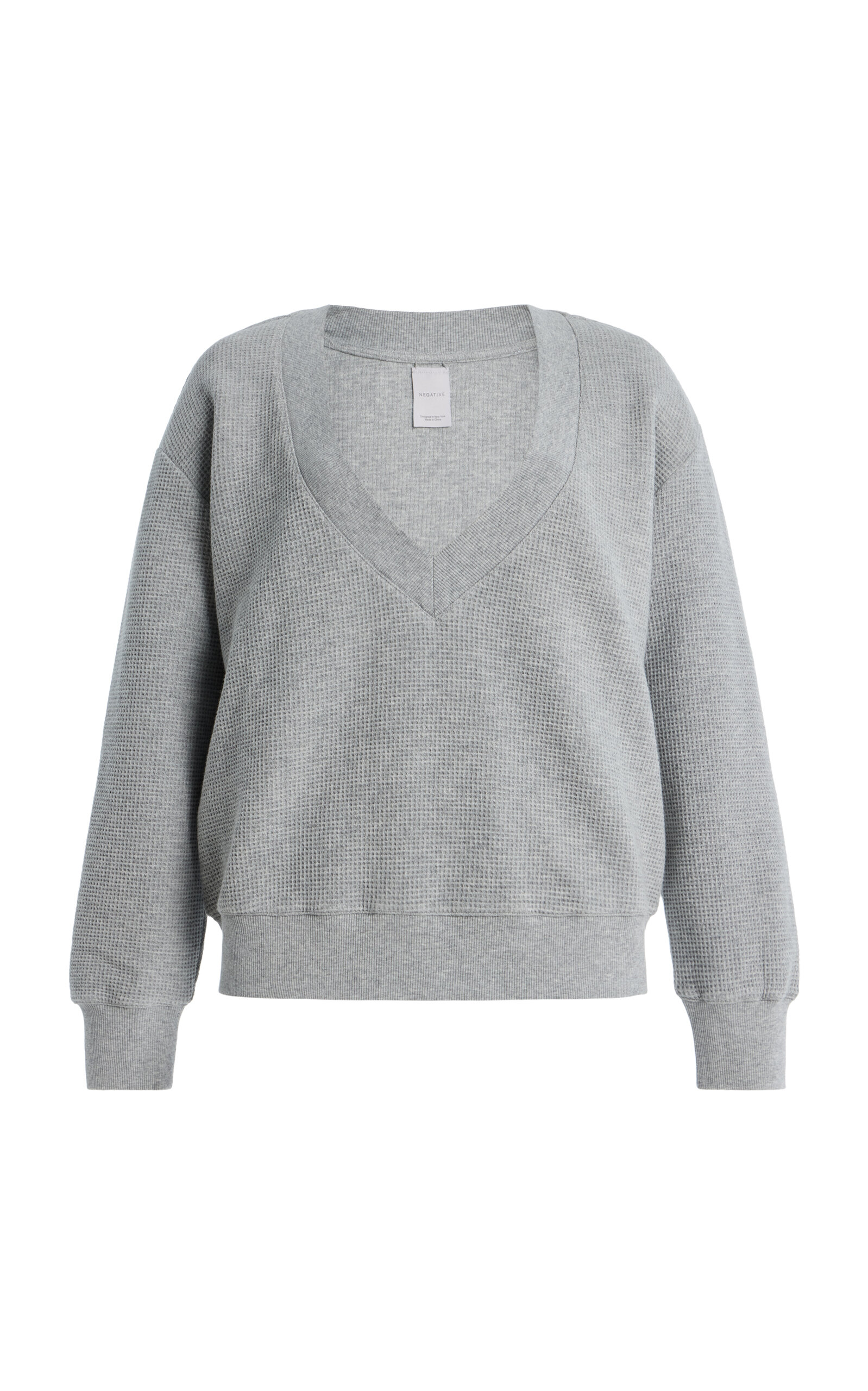 Negative Waffle Knit Stretch-cotton Sweatshirt In Gray