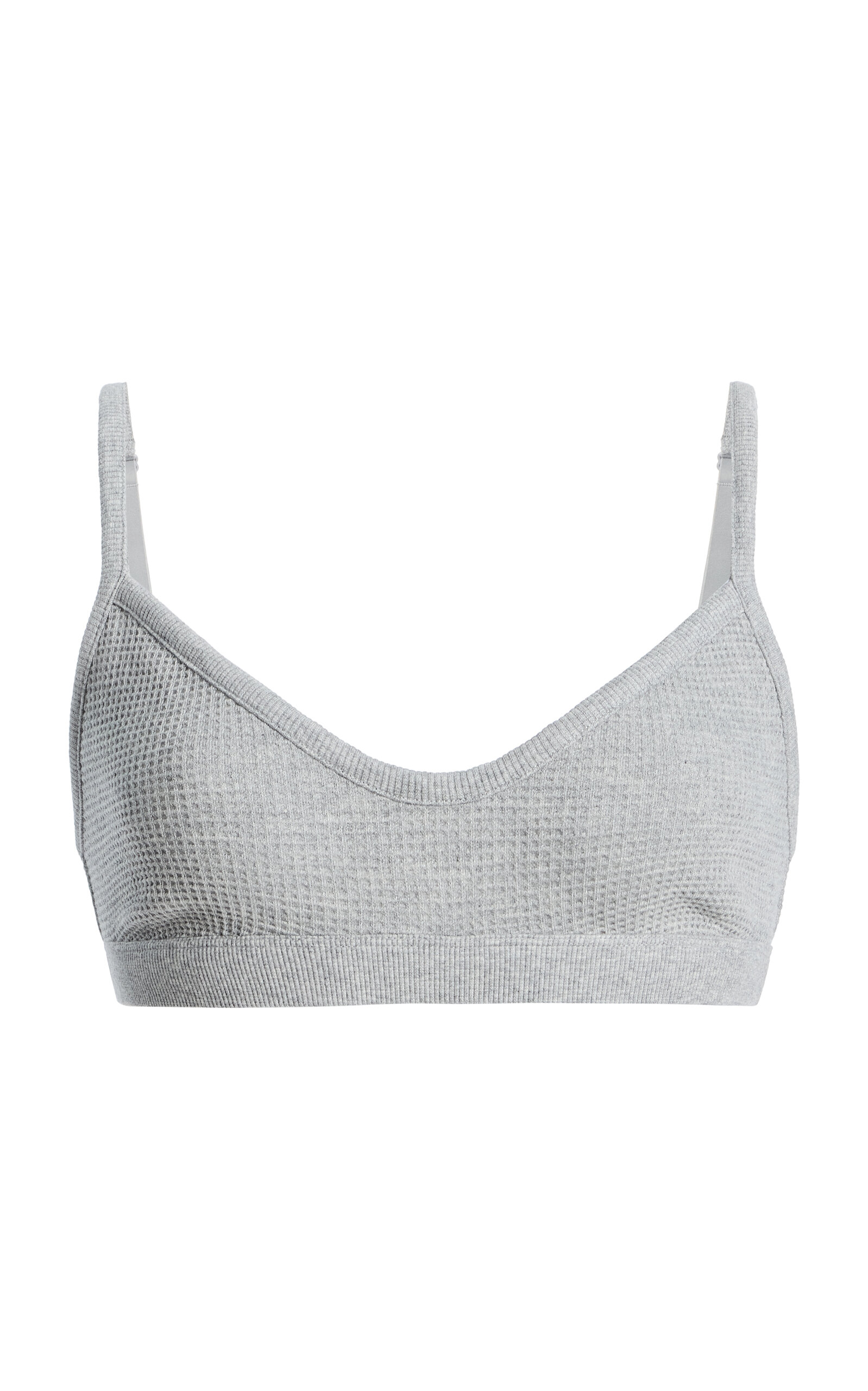 Negative Waffle Knit Stretch-cotton Lounge Bralette In Gray