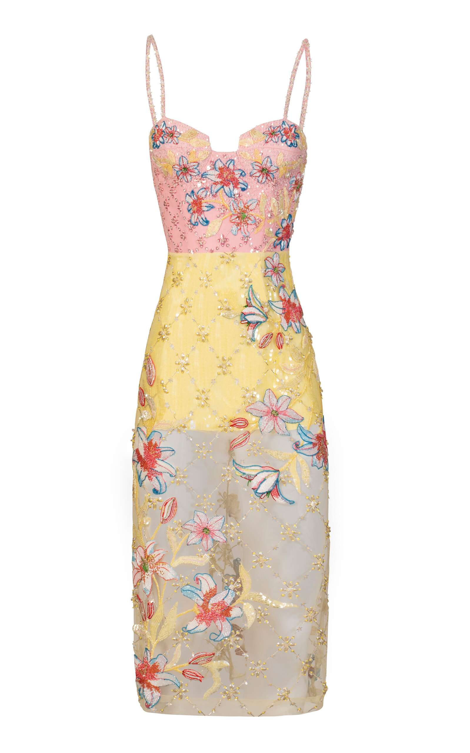 La Fuori Blush Lily Embroidered Dress In Multi