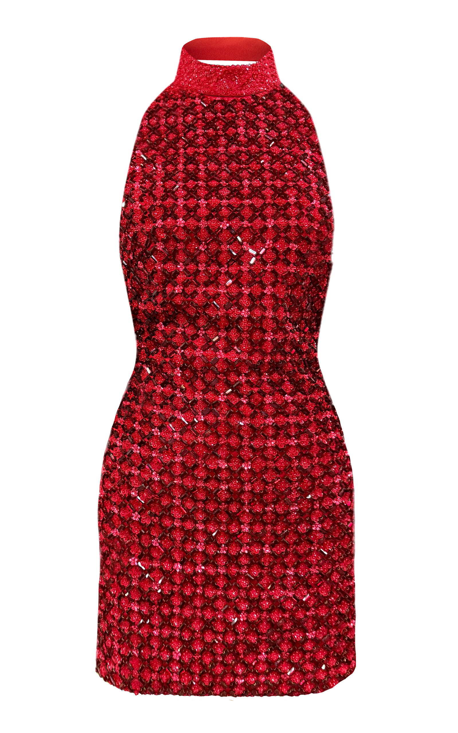 La Fuori Hibiscus Red Embroidered Silk Dress - Red - XL