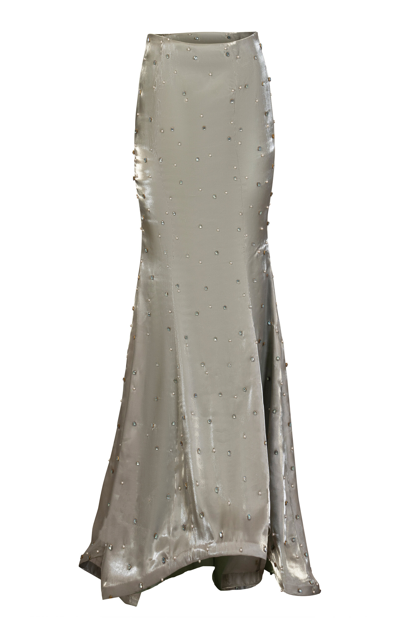 La Fuori Minted Sage Embroidered Maxi Skirt