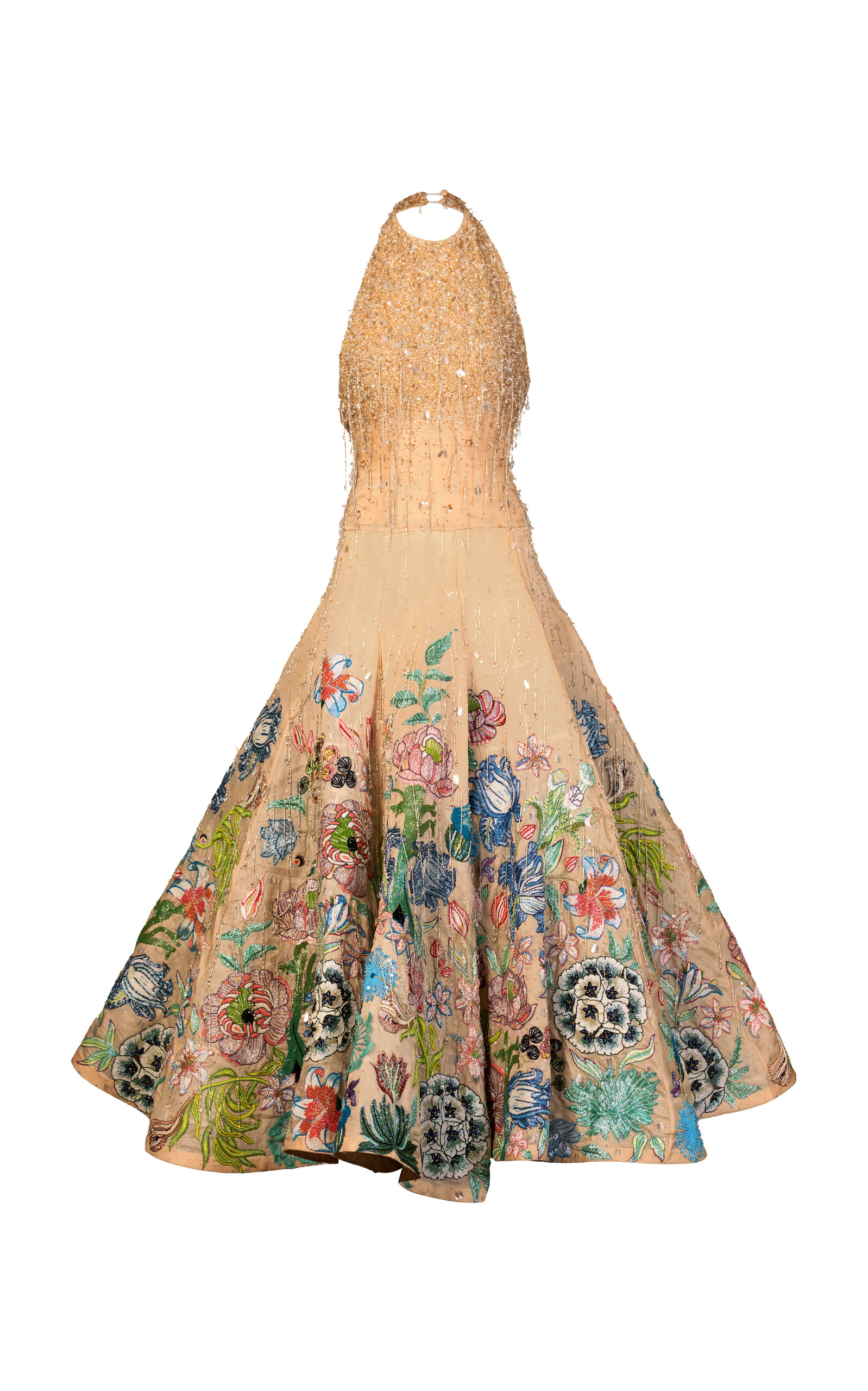 La Fuori Eaten By Rainforest Emb Embroidered Embellished Silk Gown In Multi