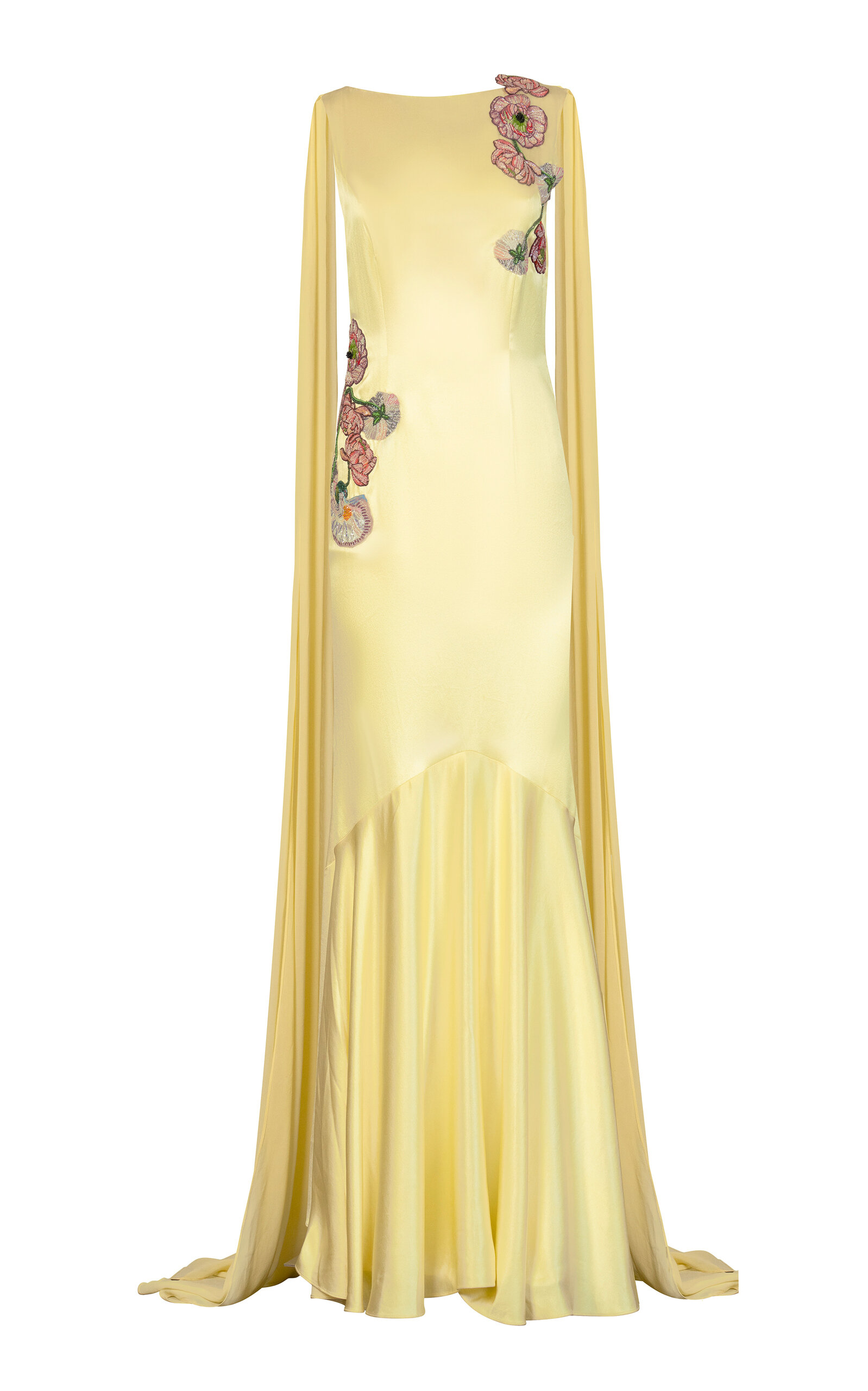 La Fuori Sunlit Bloom Embroidered Silk Maxi Dress - Yellow - 4XL