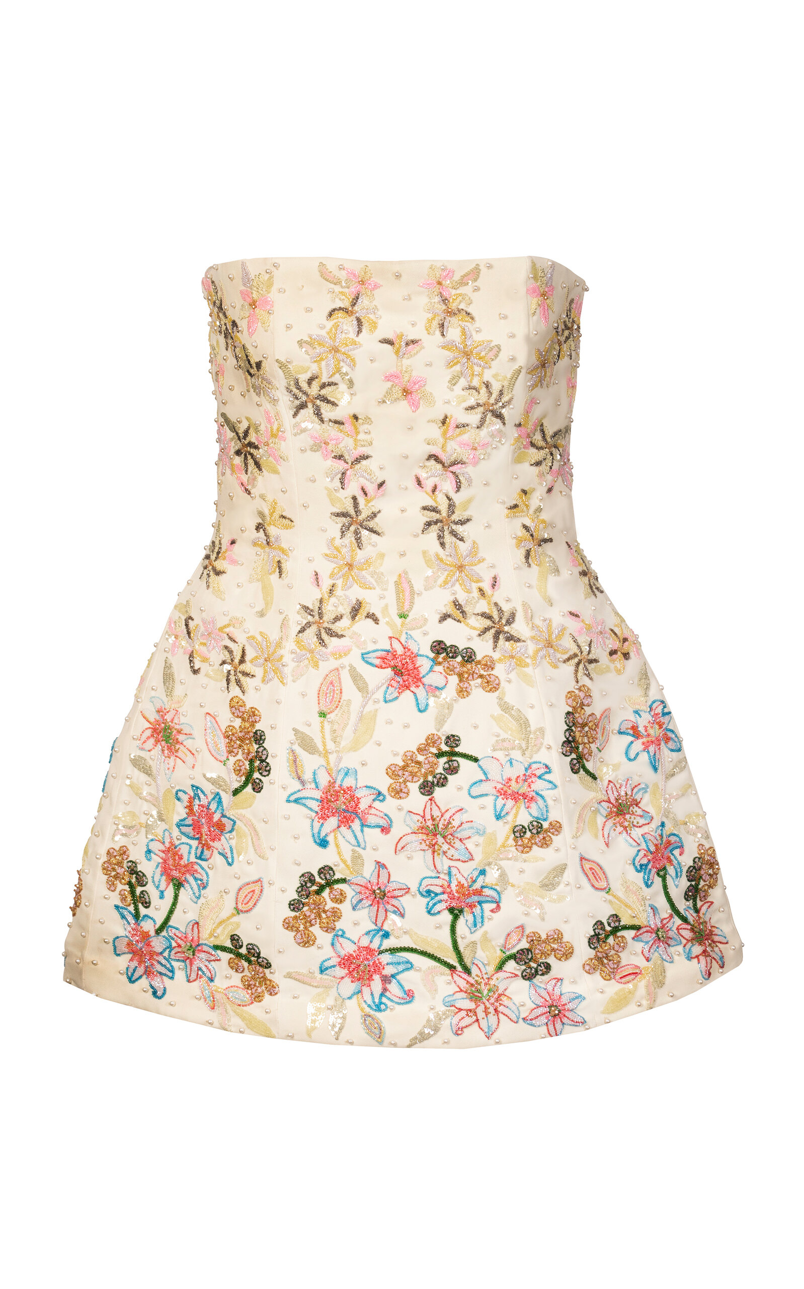 La Fuori Solar Petal Embroidered Mini Dress - Ivory