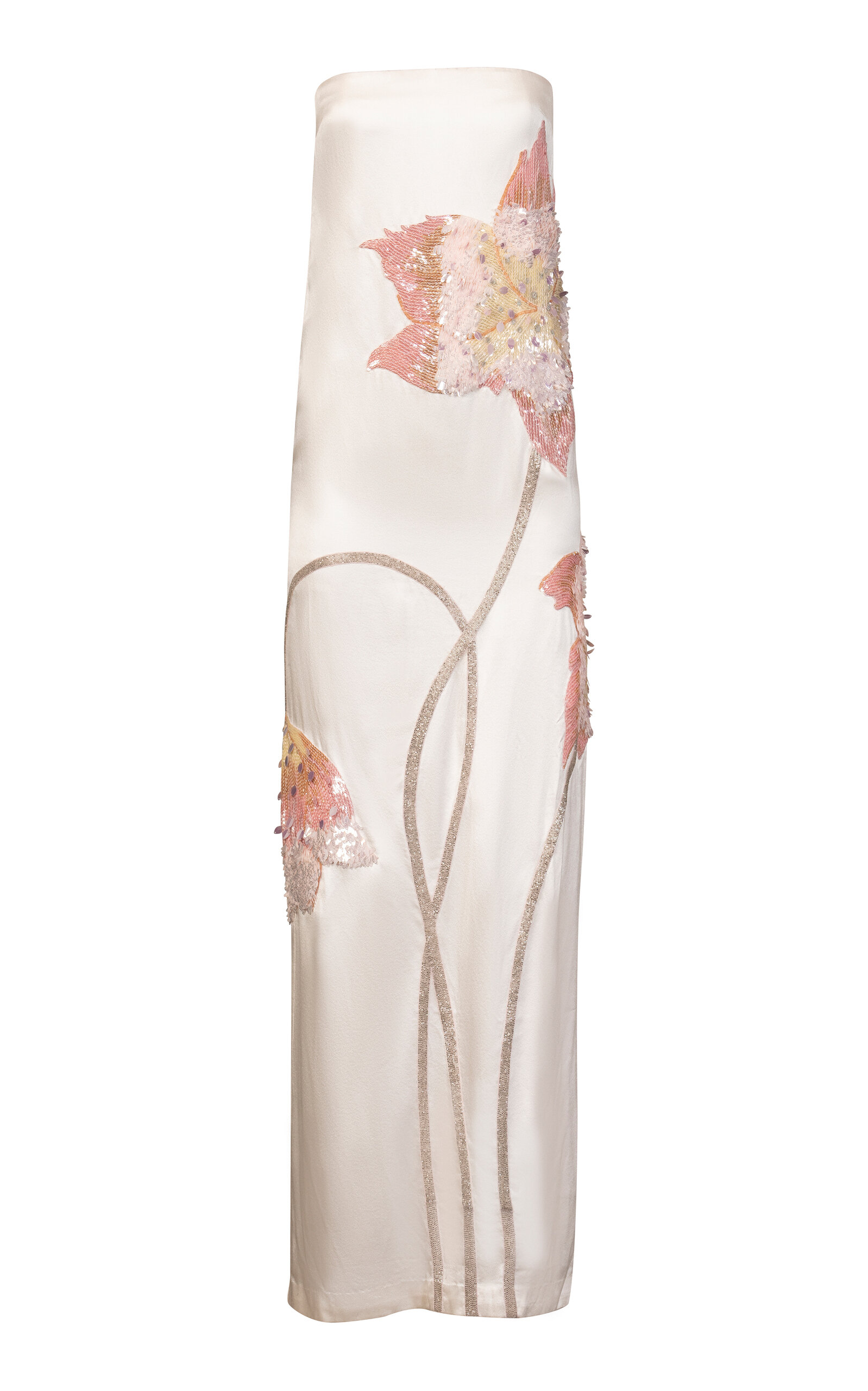 La Fuori Rosebud-Embroidered Silk Maxi Dress - Women's Clothing
