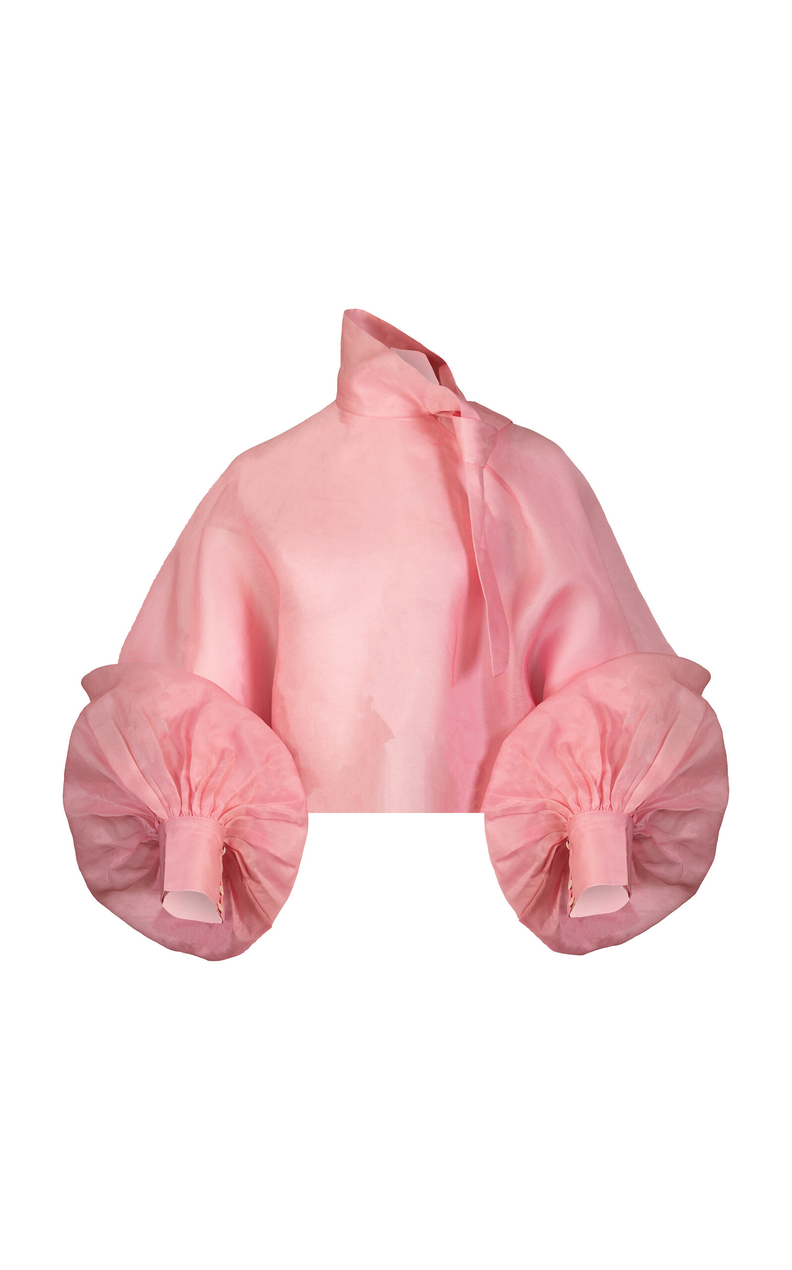 La Fuori Petal Pink Tie-Up Silk Top