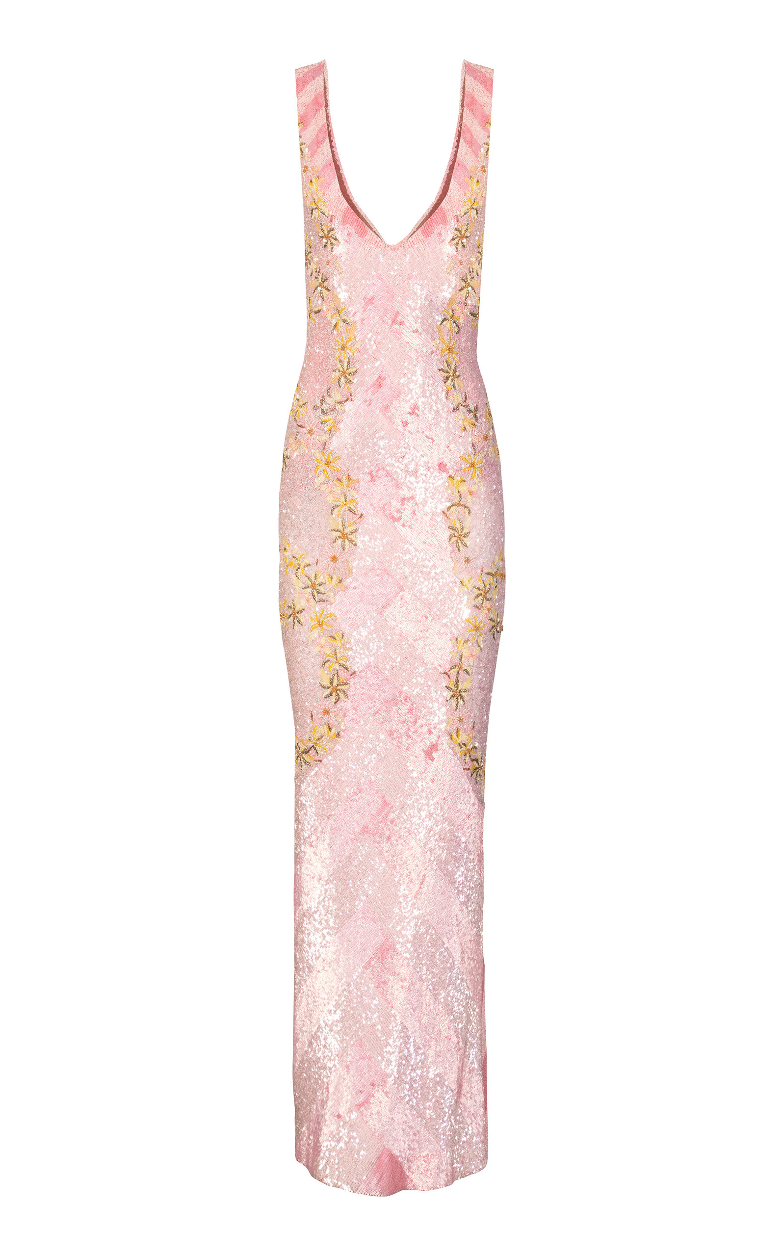La Fuori Pink Petal Panorama Embellished Dress In Pink