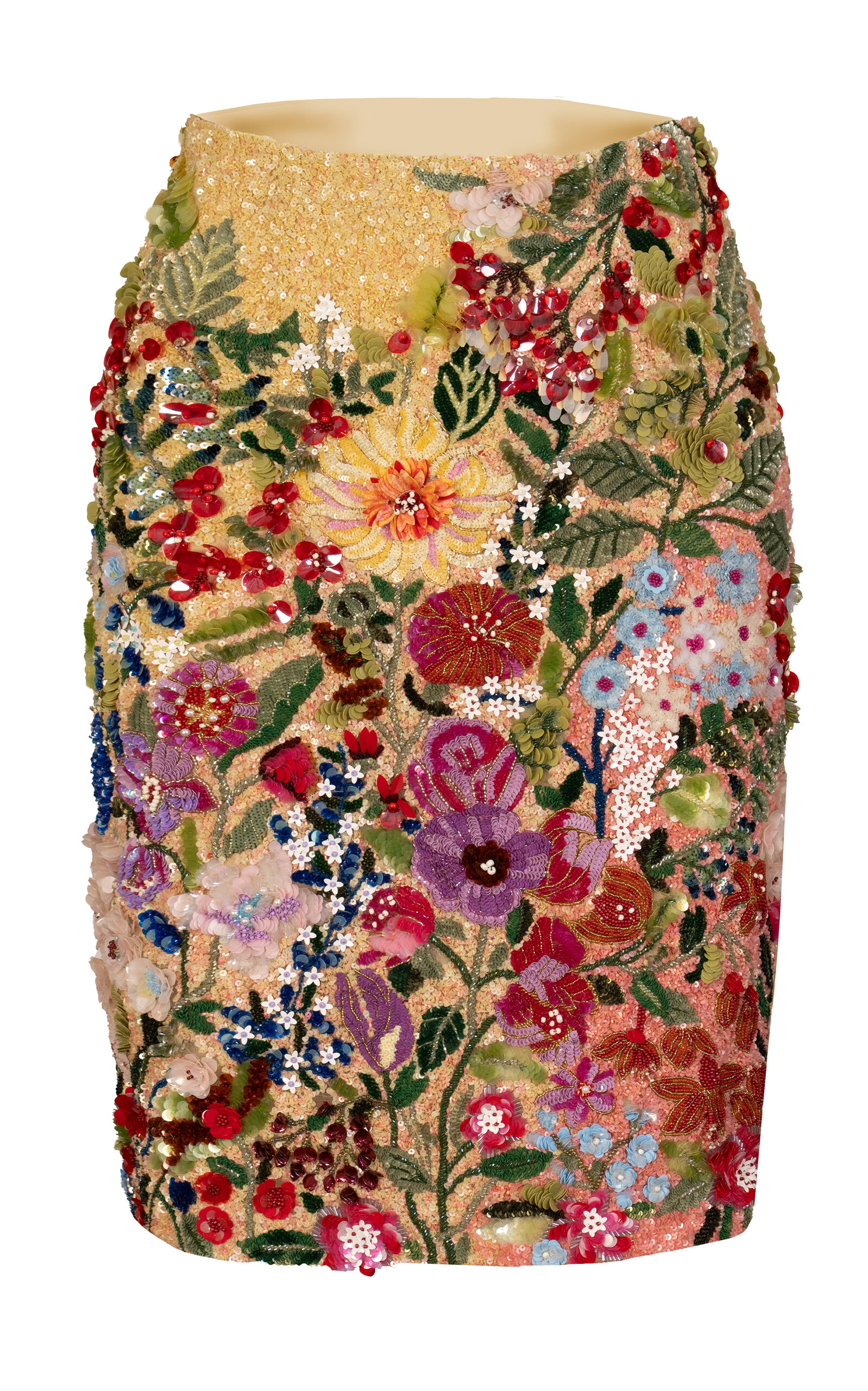 La Fuori Botanical Symphony Embroidered Midi Skirt - Multi